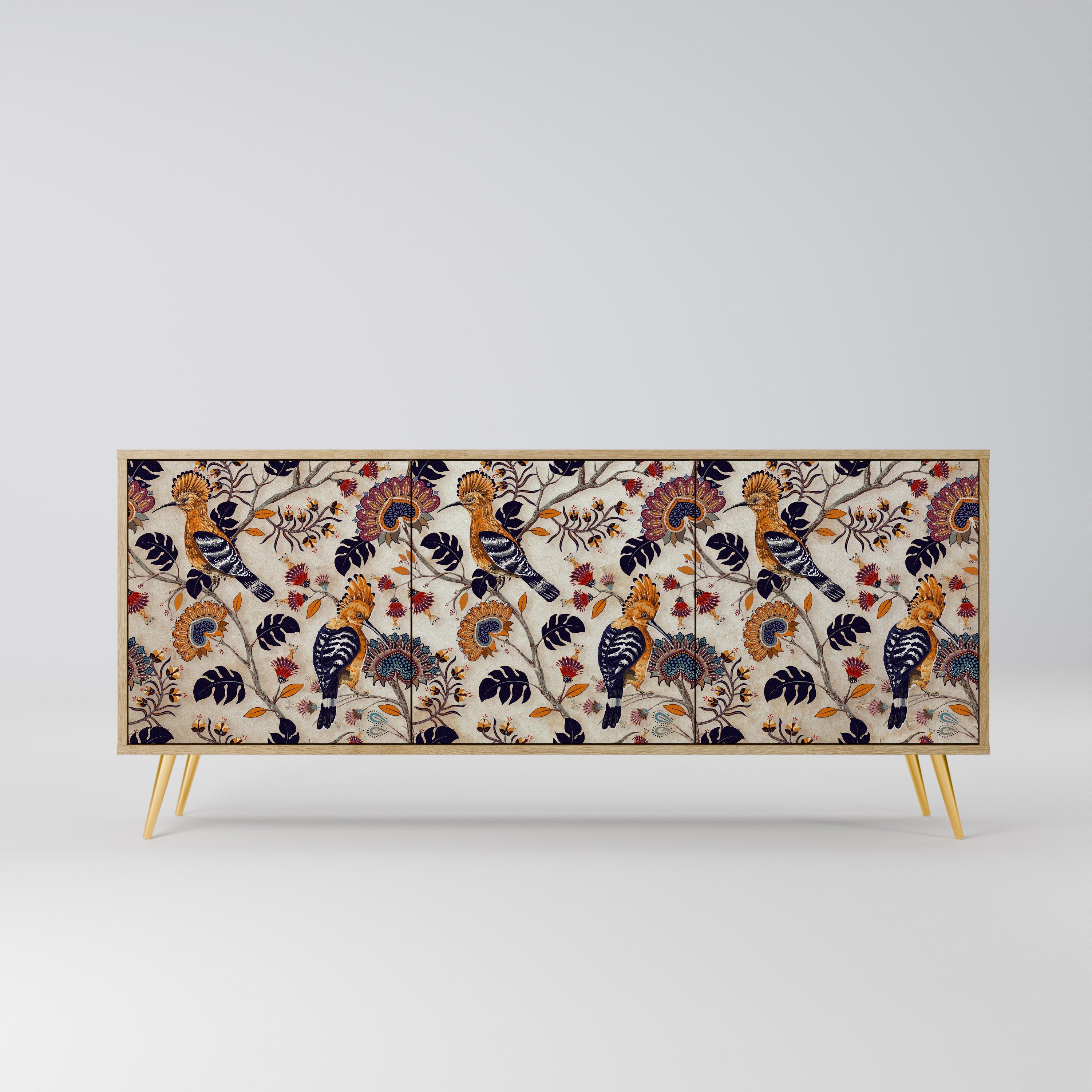 EMINENT HOOPOE Aparador de 3 Portas em Efeito Carvalho