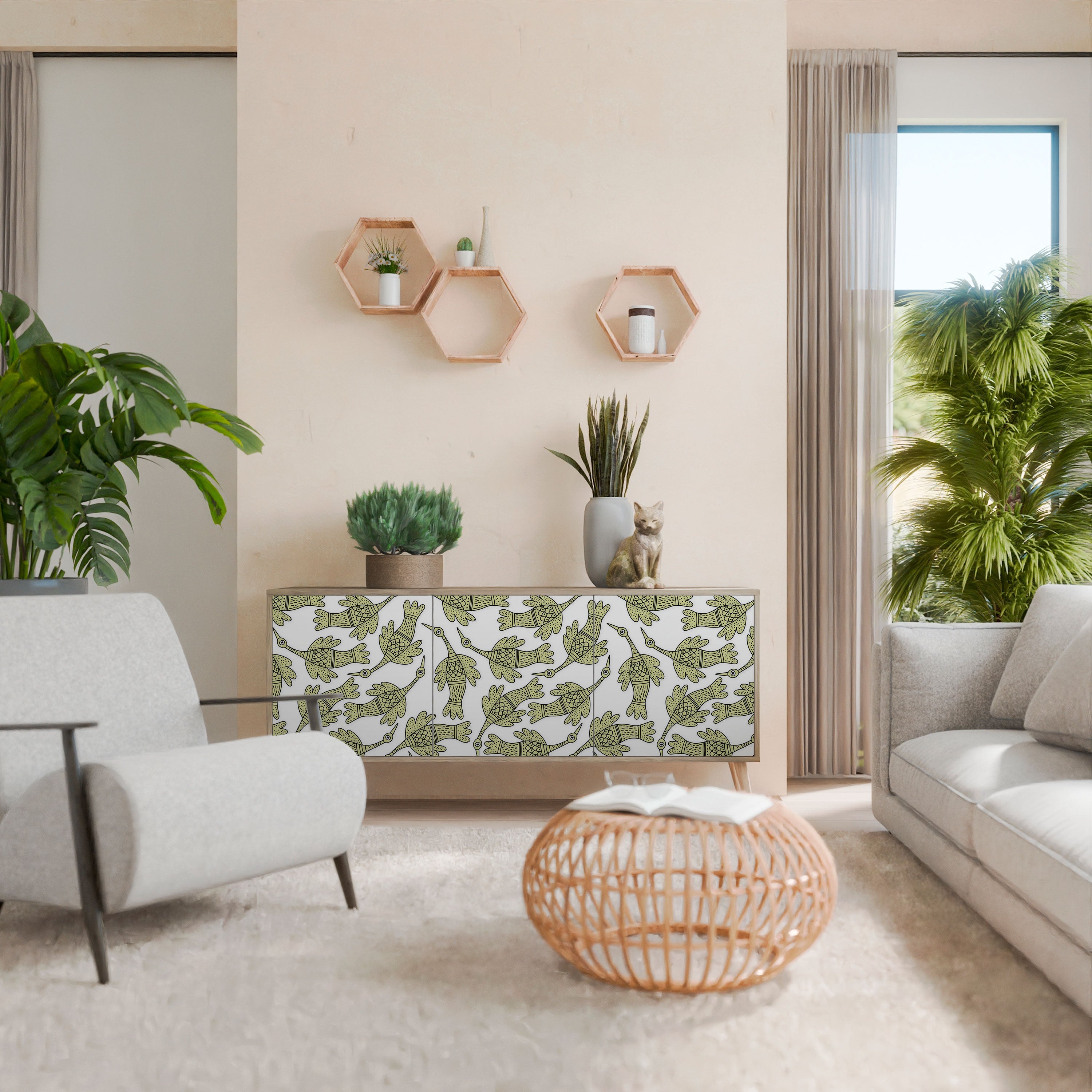 SEEDLING SONGBIRD Aparador de 3 Portas em Efeito Carvalho