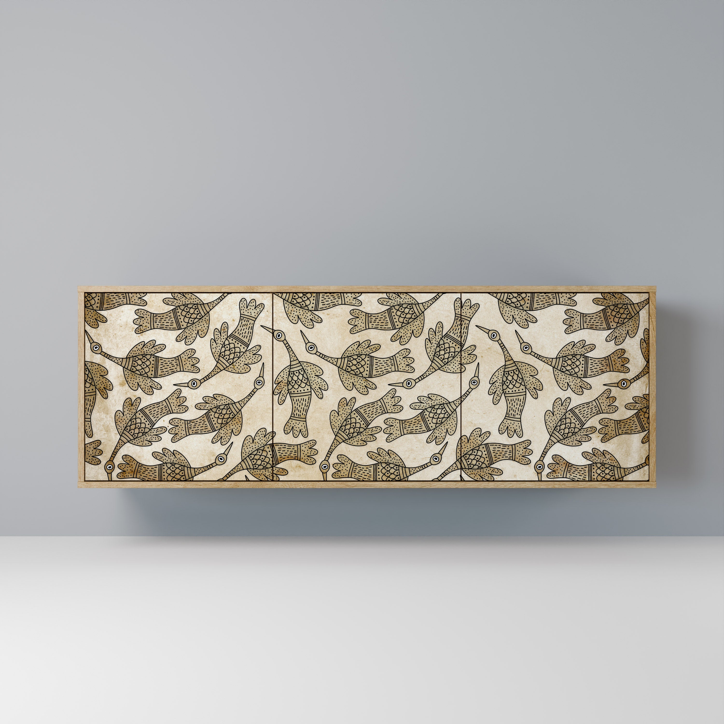 ALMONDINE SONGBIRD Aparador de 3 Portas em Efeito Carvalho