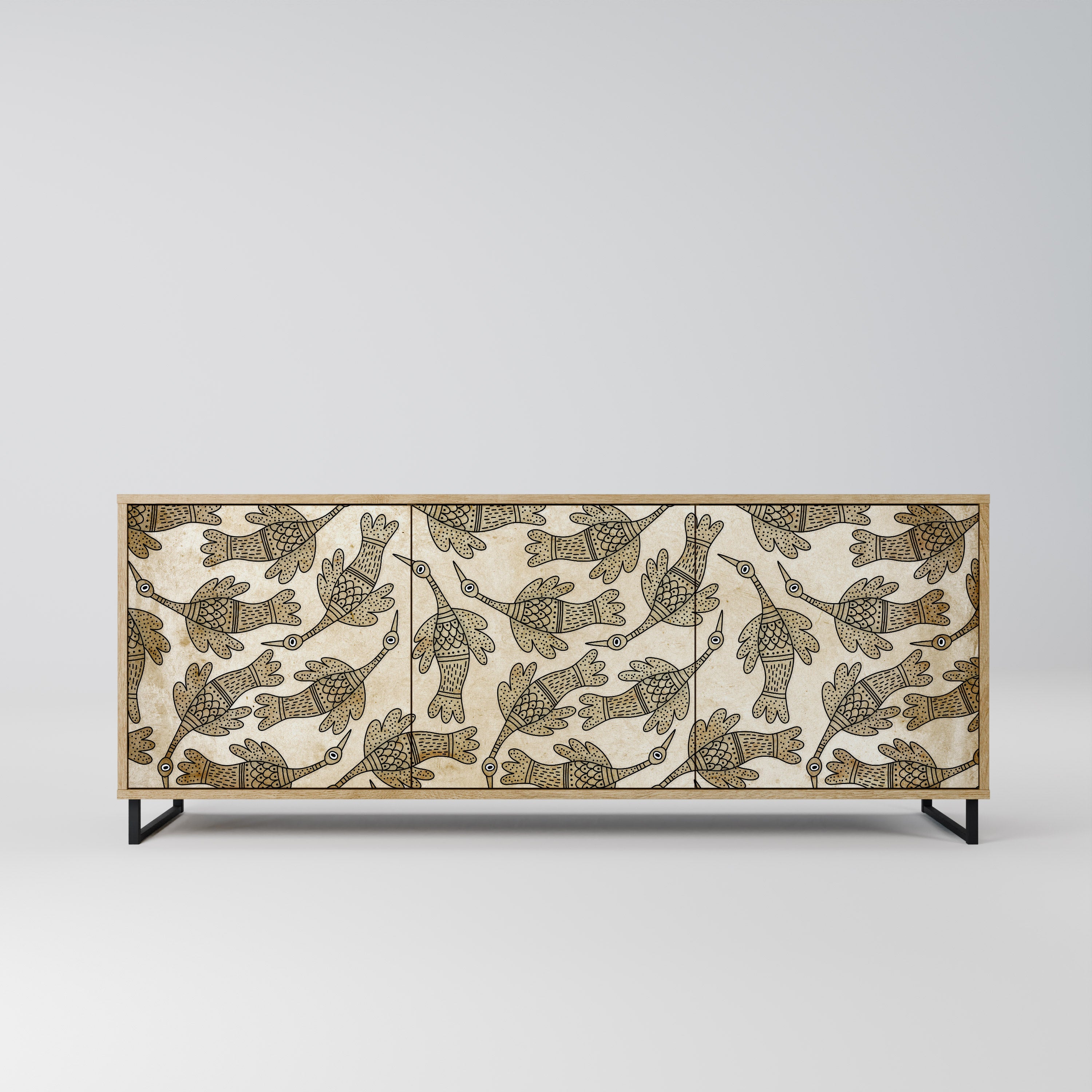 ALMONDINE SONGBIRD Aparador de 3 Portas em Efeito Carvalho