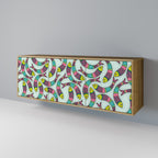 INDIAN FISH Aparador de 3 Portas em Efeito Carvalho