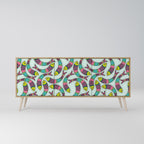 INDIAN FISH Aparador de 3 Portas em Efeito Carvalho