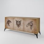 STEAMPUNK CLAN Aparador de 3 Portas em Efeito Carvalho