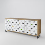 CATS COMPILATION Aparador de 3 Portas em Efeito Carvalho