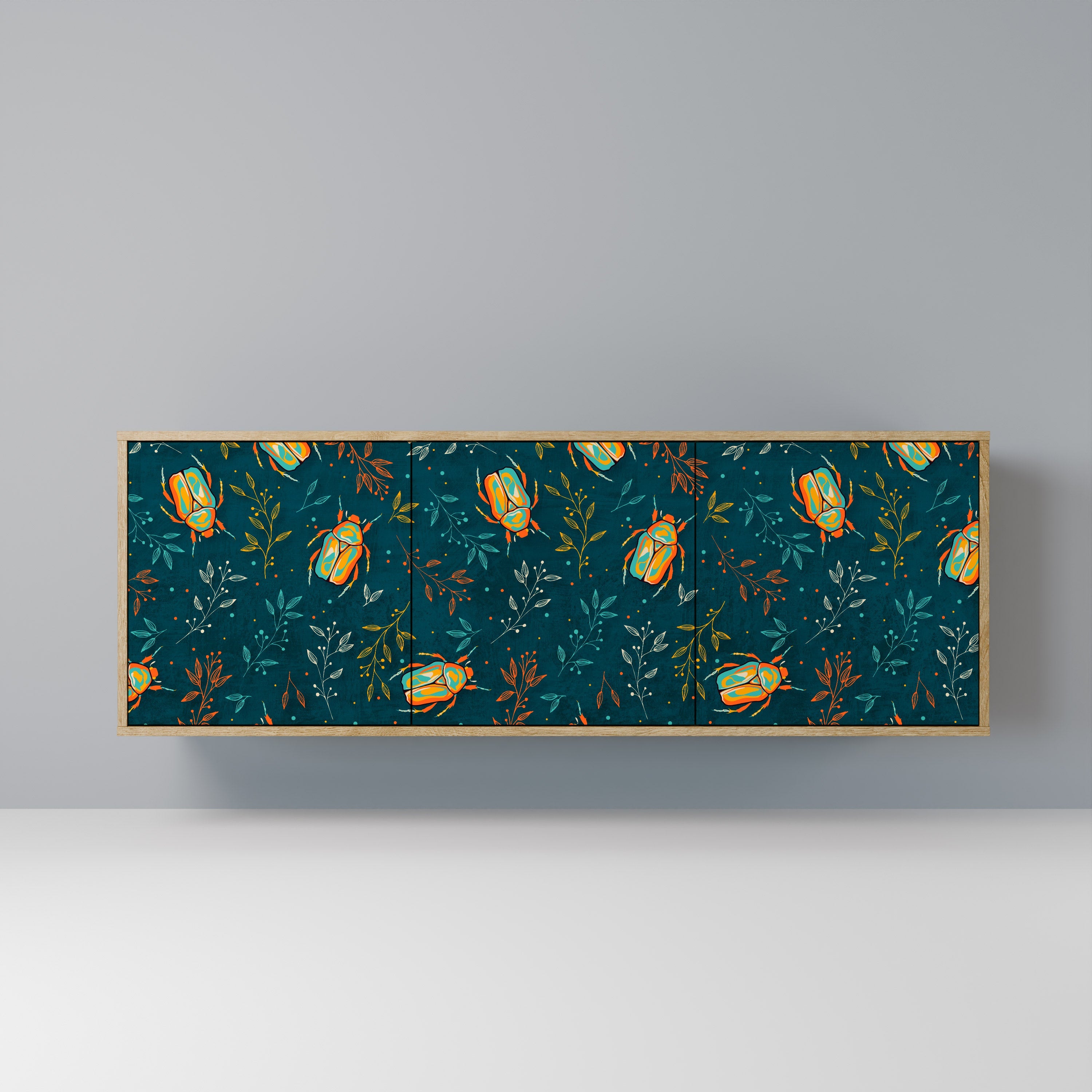 AUTUMN INSECTS Aparador de 3 Portas em Efeito Carvalho