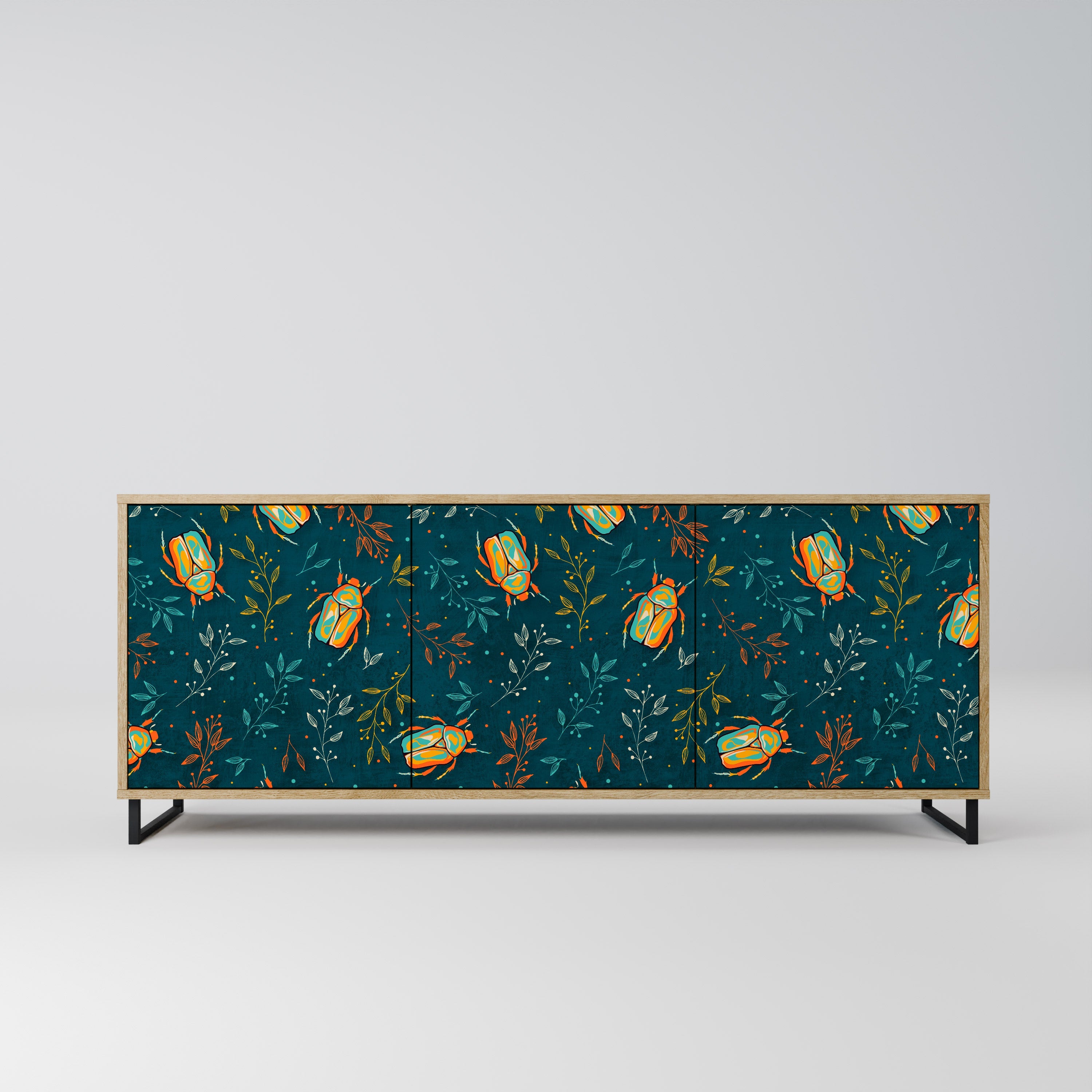 AUTUMN INSECTS Aparador de 3 Portas em Efeito Carvalho