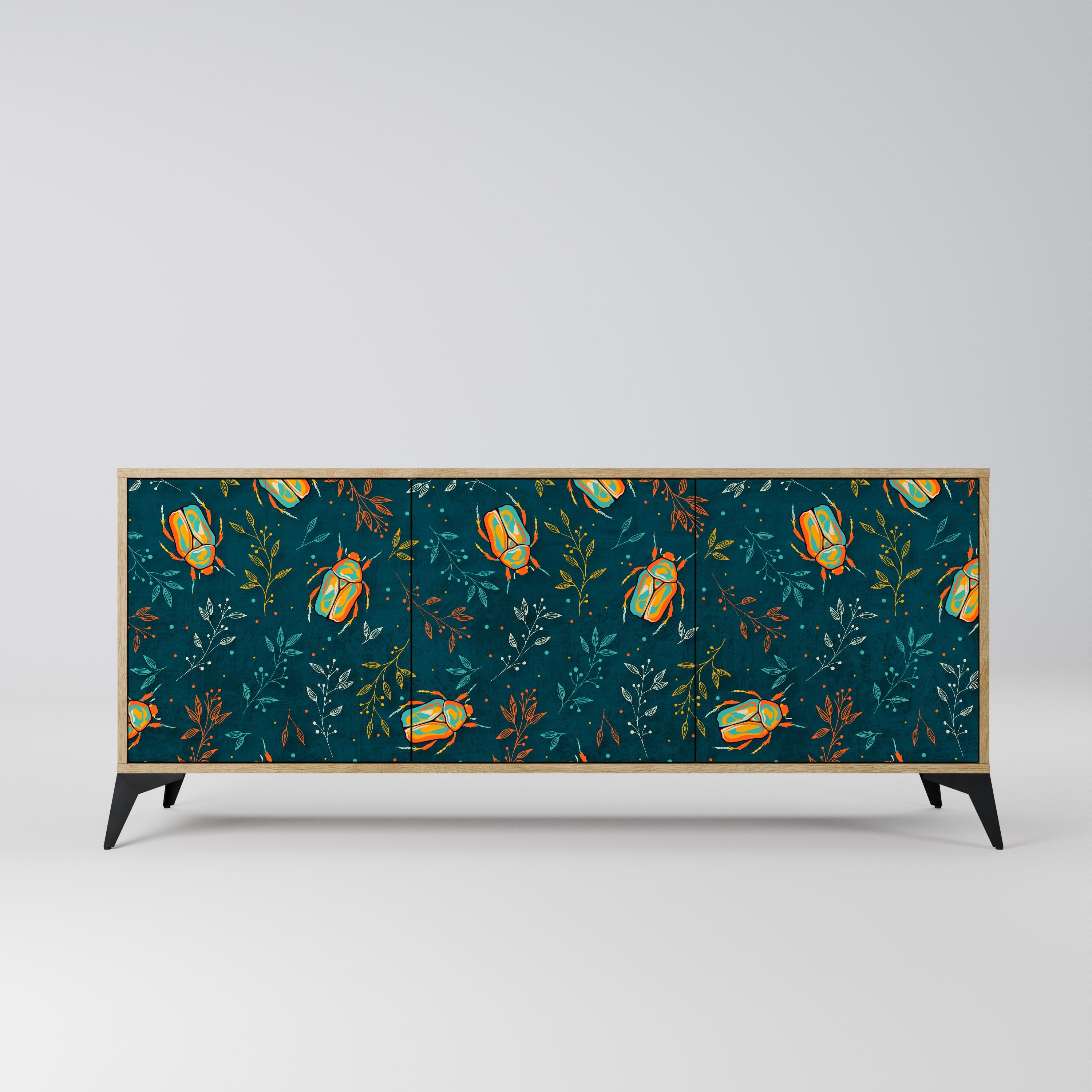 AUTUMN INSECTS Aparador de 3 Portas em Efeito Carvalho