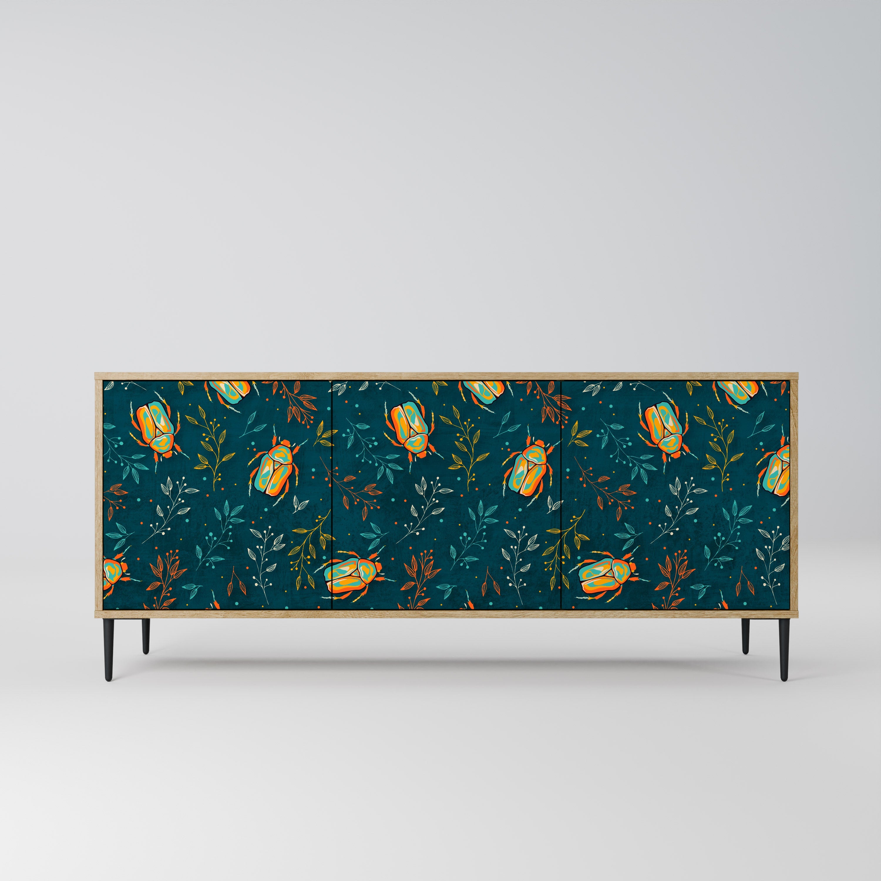 AUTUMN INSECTS Aparador de 3 Portas em Efeito Carvalho