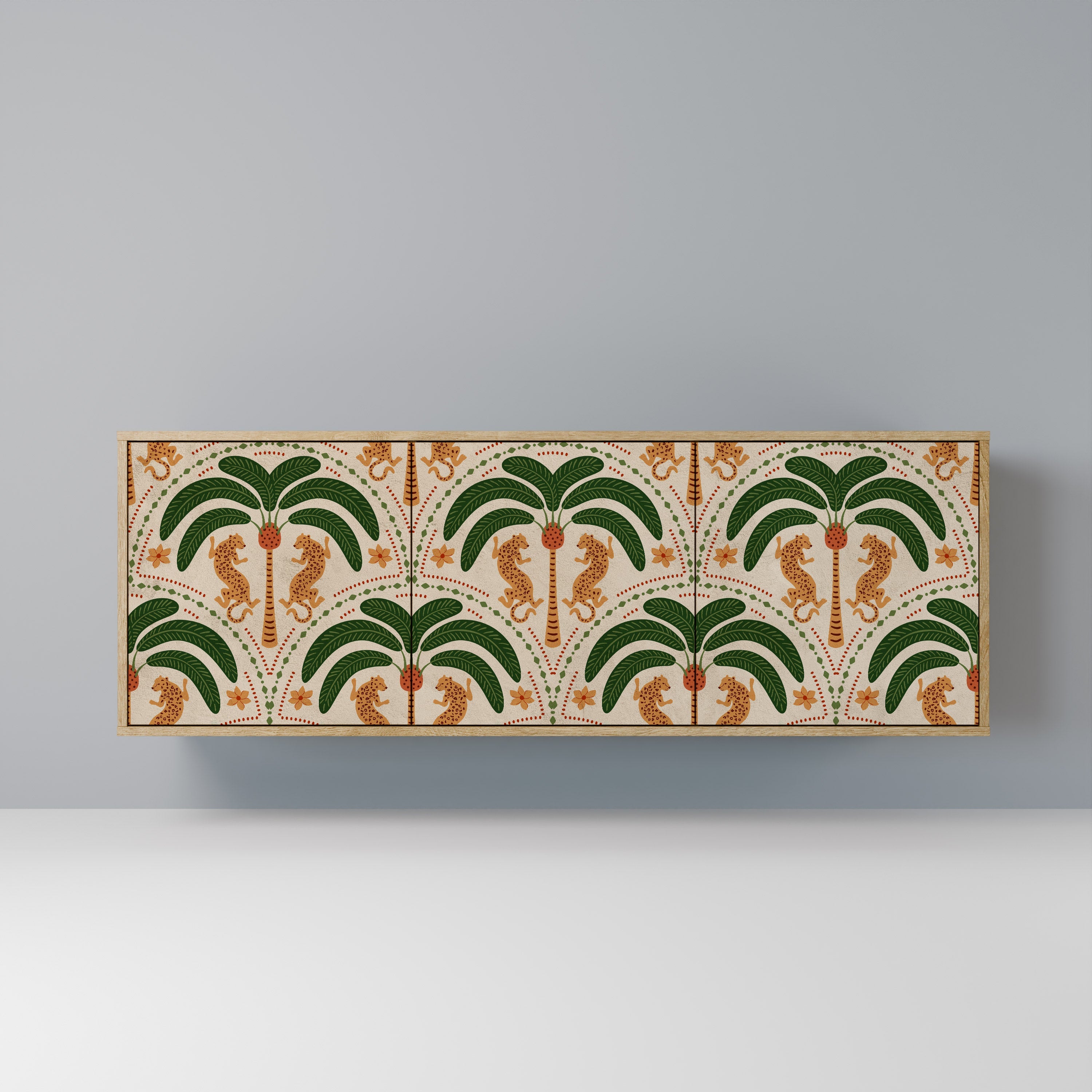 DANCING PREDATORS Aparador de 3 Portas em Efeito Carvalho