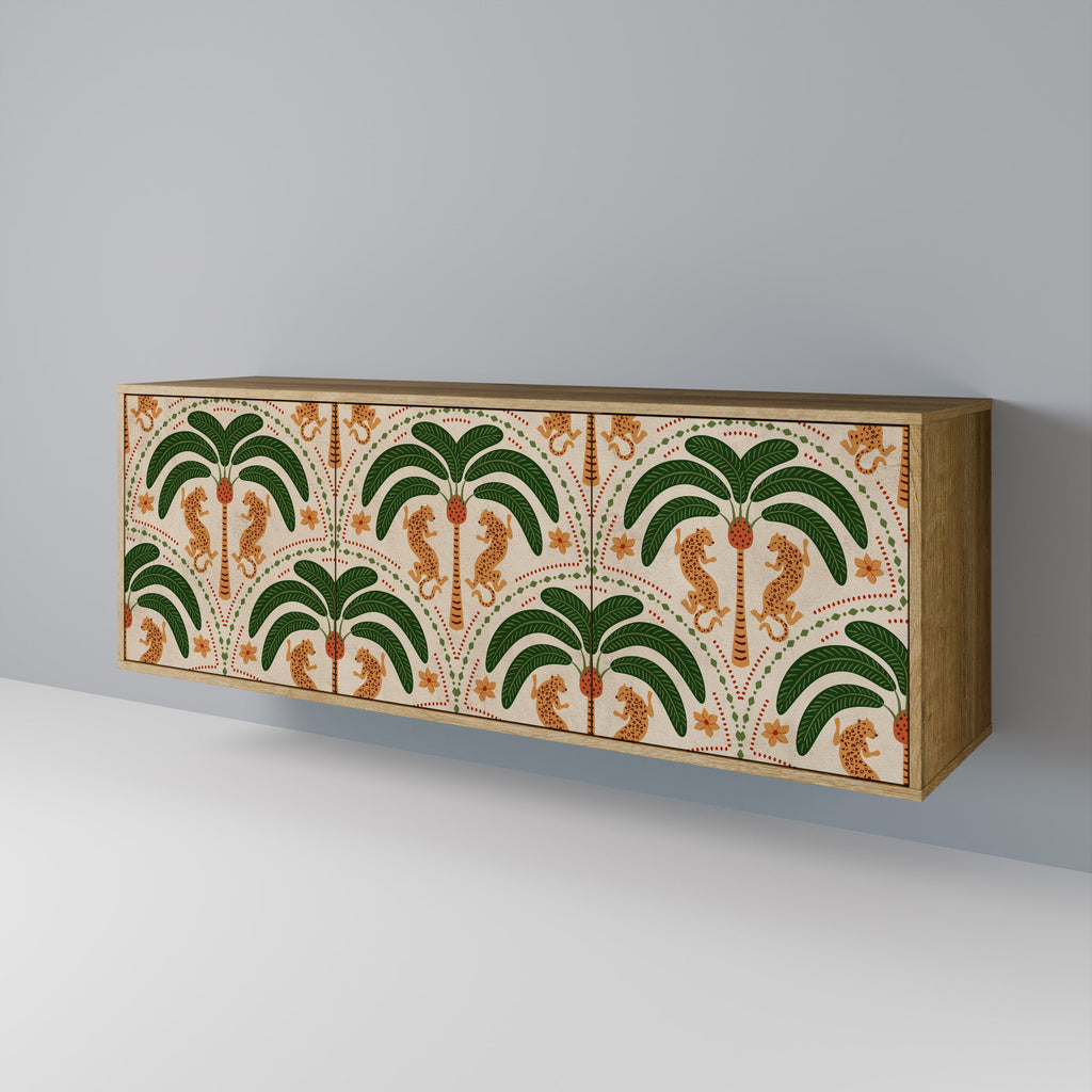 DANCING PREDATORS Aparador de 3 Portas em Efeito Carvalho