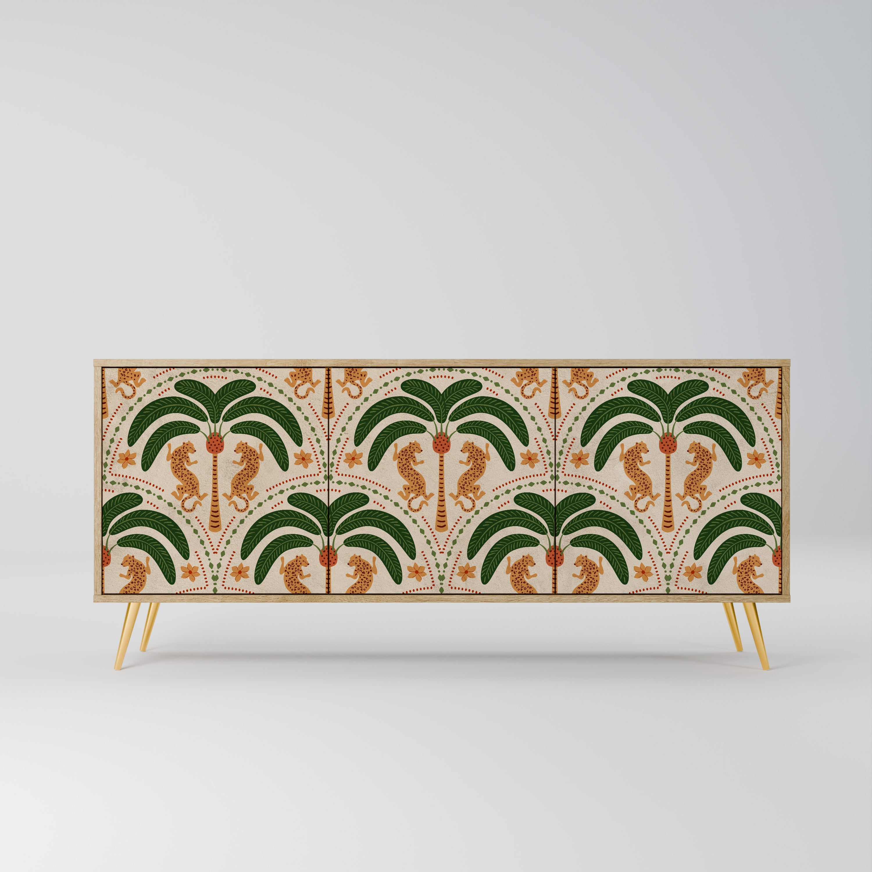 DANCING PREDATORS Aparador de 3 Portas em Efeito Carvalho