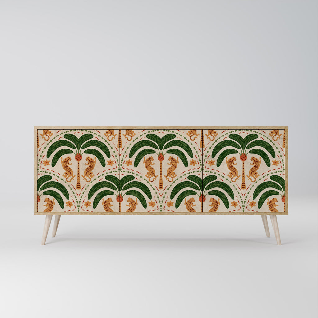 DANCING PREDATORS Aparador de 3 Portas em Efeito Carvalho