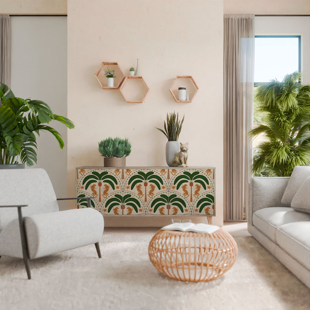 DANCING PREDATORS Aparador de 3 Portas em Efeito Carvalho