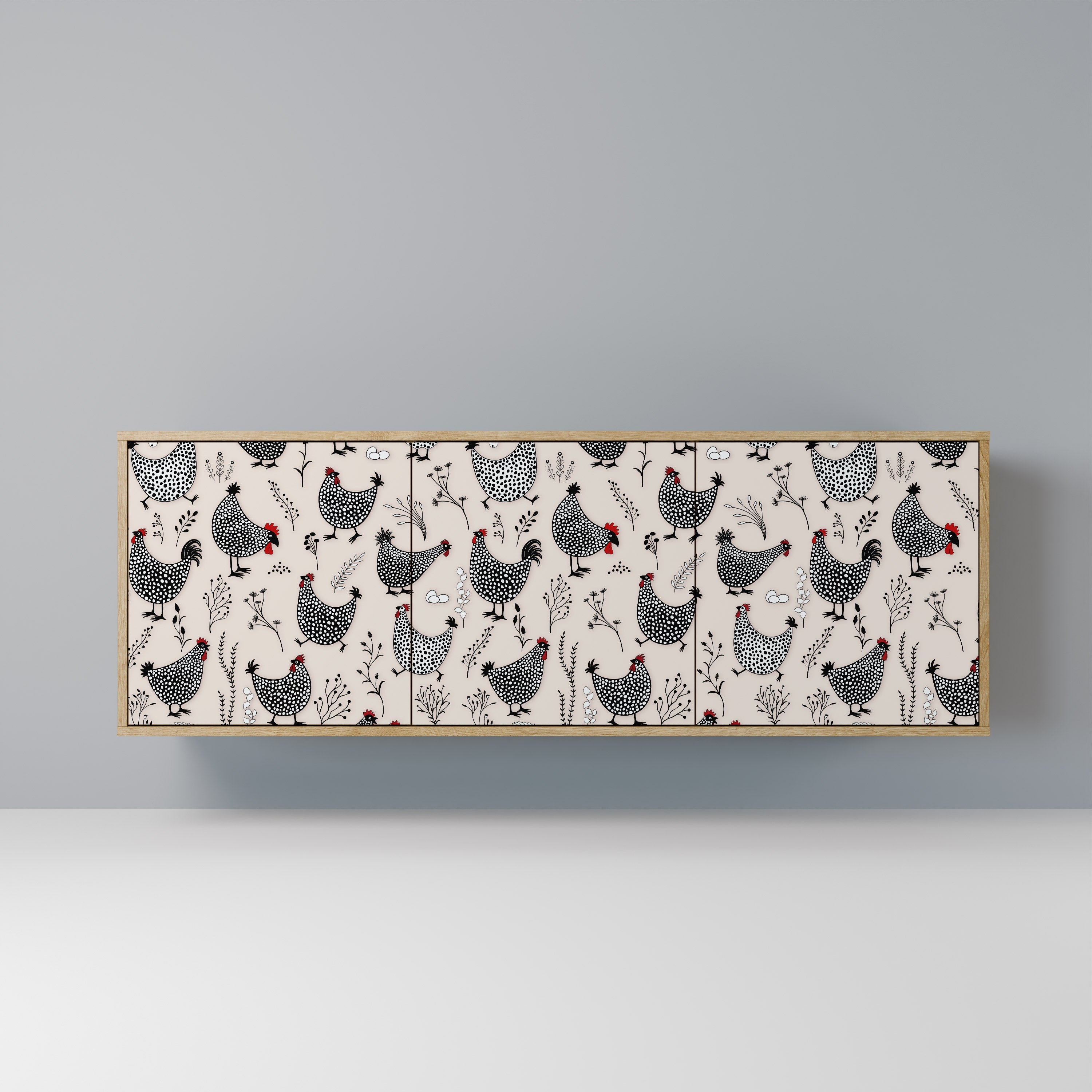 HAPPY HENS Aparador de 3 Portas em Efeito Carvalho