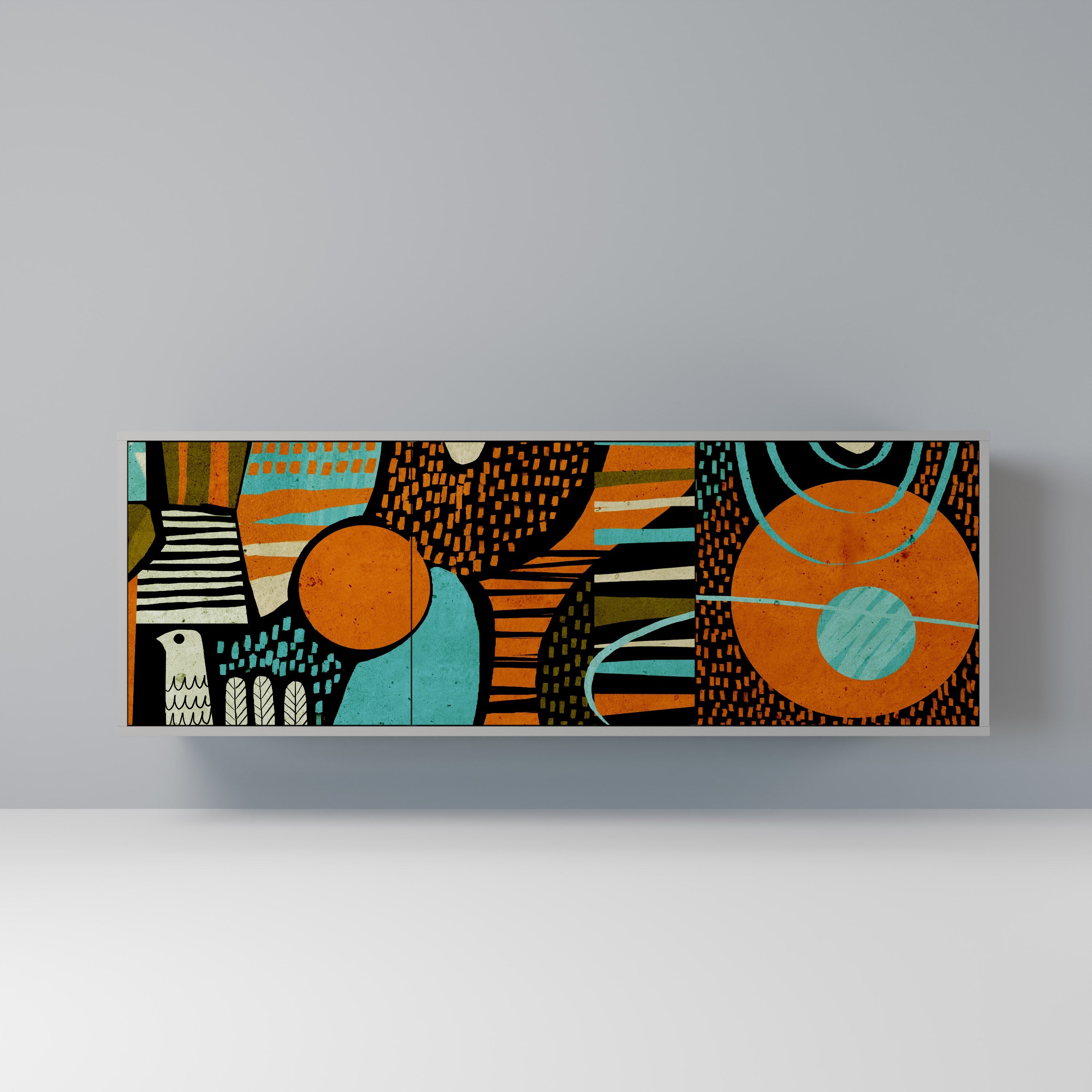 GEODE GLIMMER Aparador de 3 Portas em Acabamento Cinzento