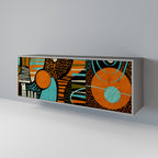 GEODE GLIMMER Aparador de 3 Portas em Acabamento Cinzento