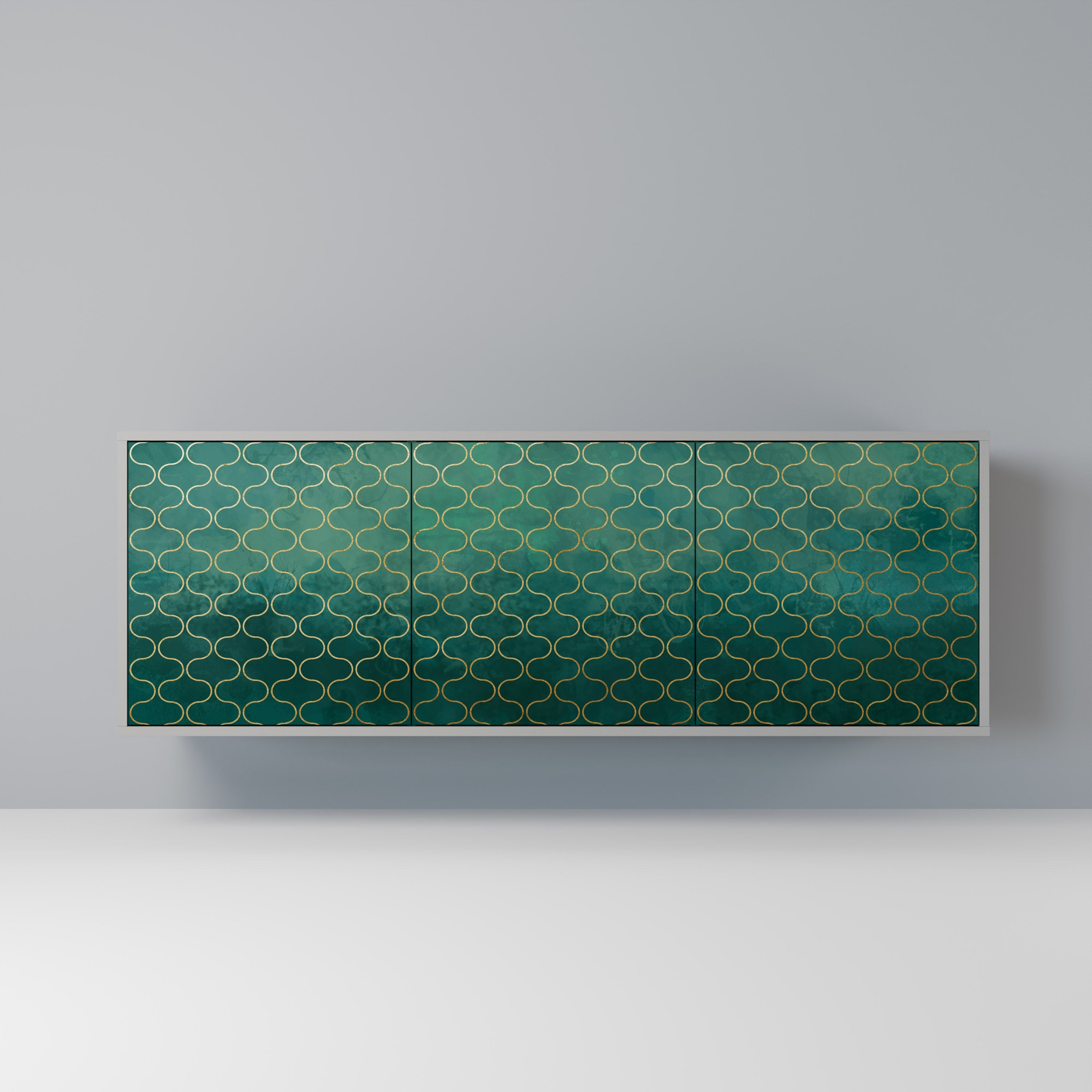 TESSELATED GREENERY Aparador de 3 Portas em Acabamento Cinzento