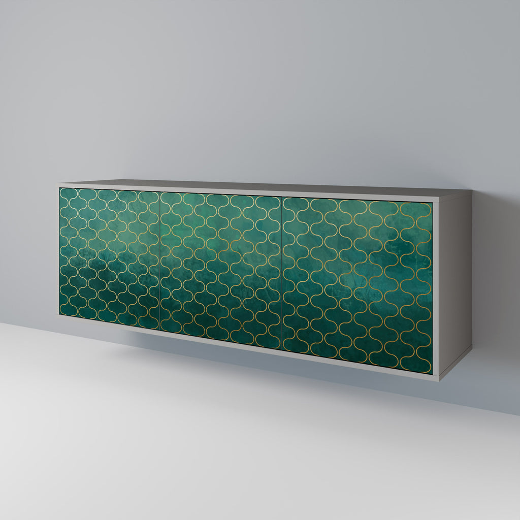 TESSELATED GREENERY Aparador de 3 Portas em Acabamento Cinzento