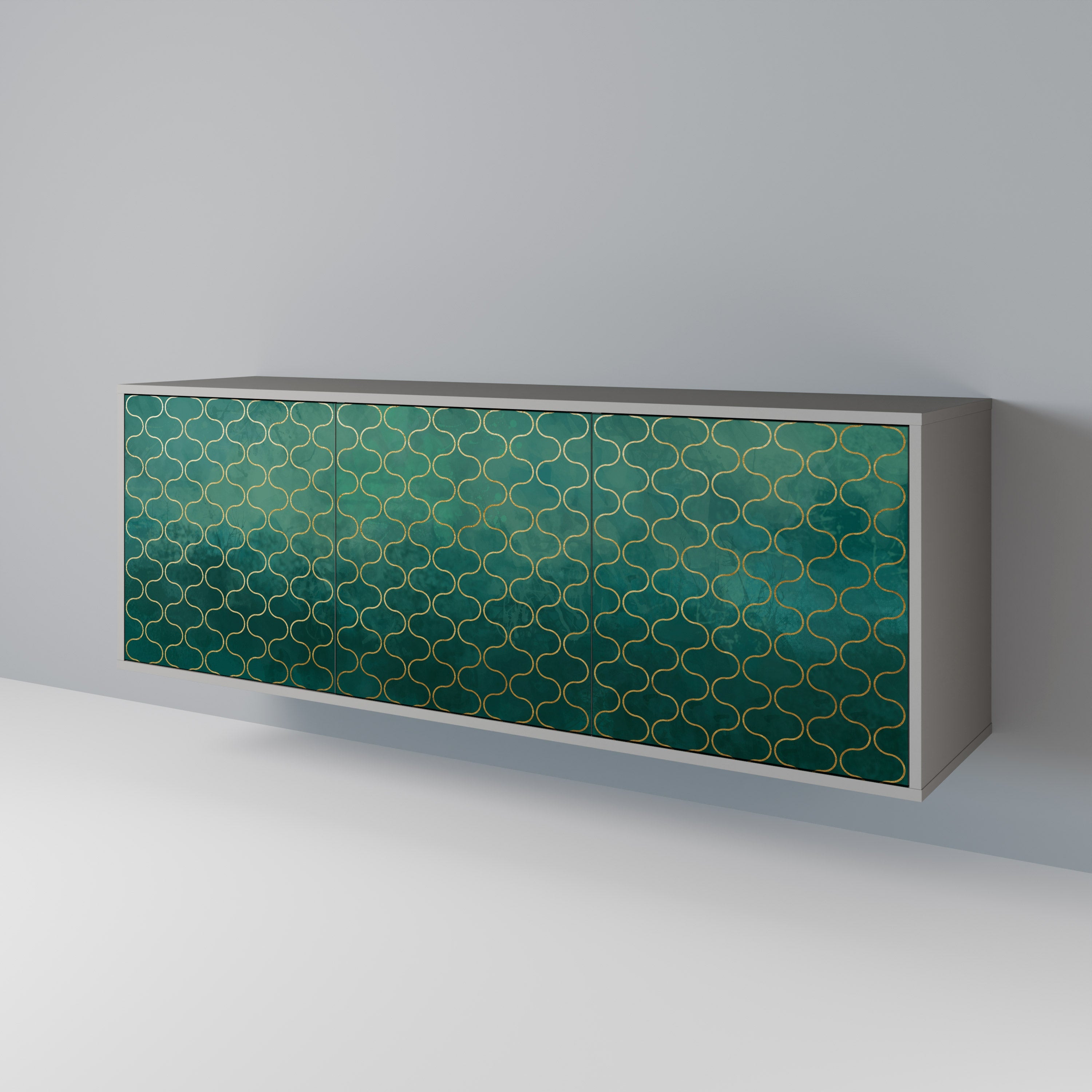 TESSELATED GREENERY Aparador de 3 Portas em Acabamento Cinzento