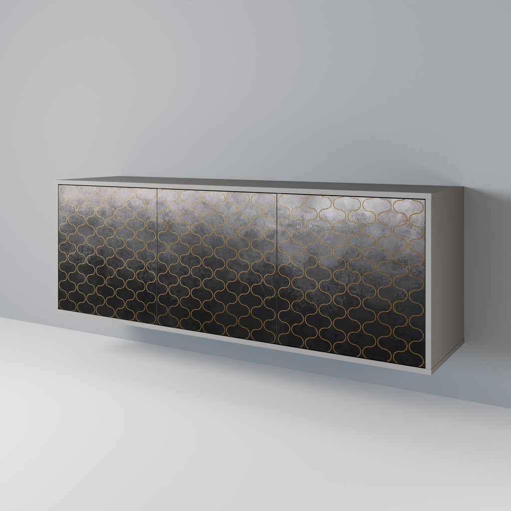 TESSELATED GRAYISH 3-Door Sideboard in Grey Finish