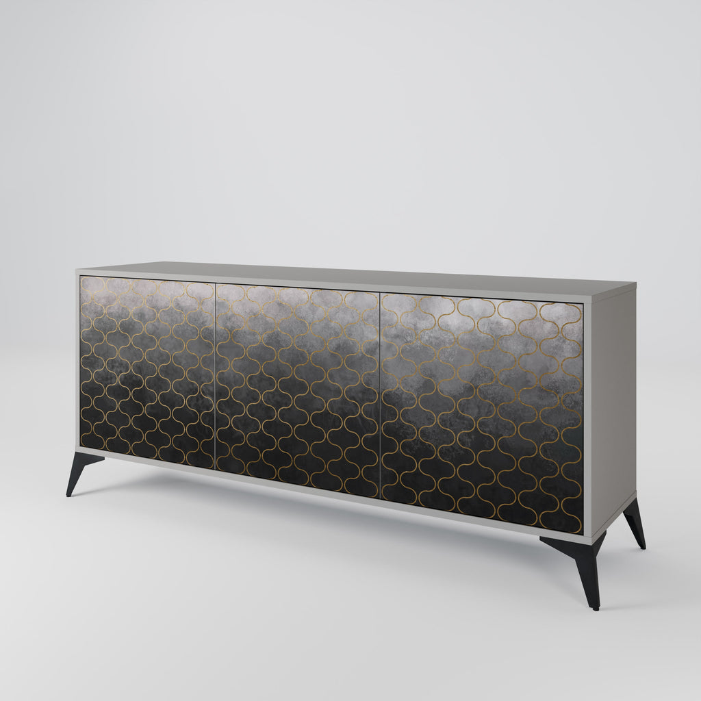 TESSELATED GRAYISH 3-Door Sideboard in Grey Finish