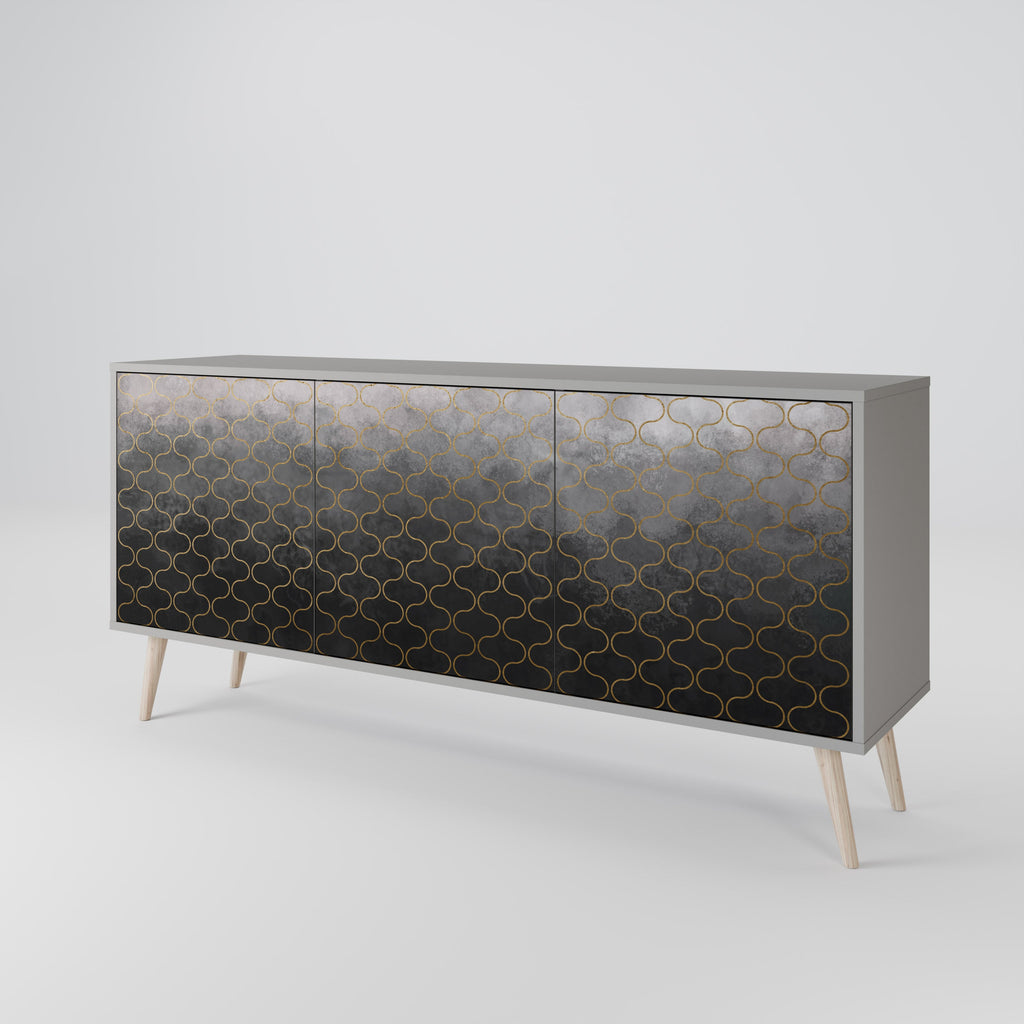 TESSELATED GRAYISH 3-Door Sideboard in Grey Finish