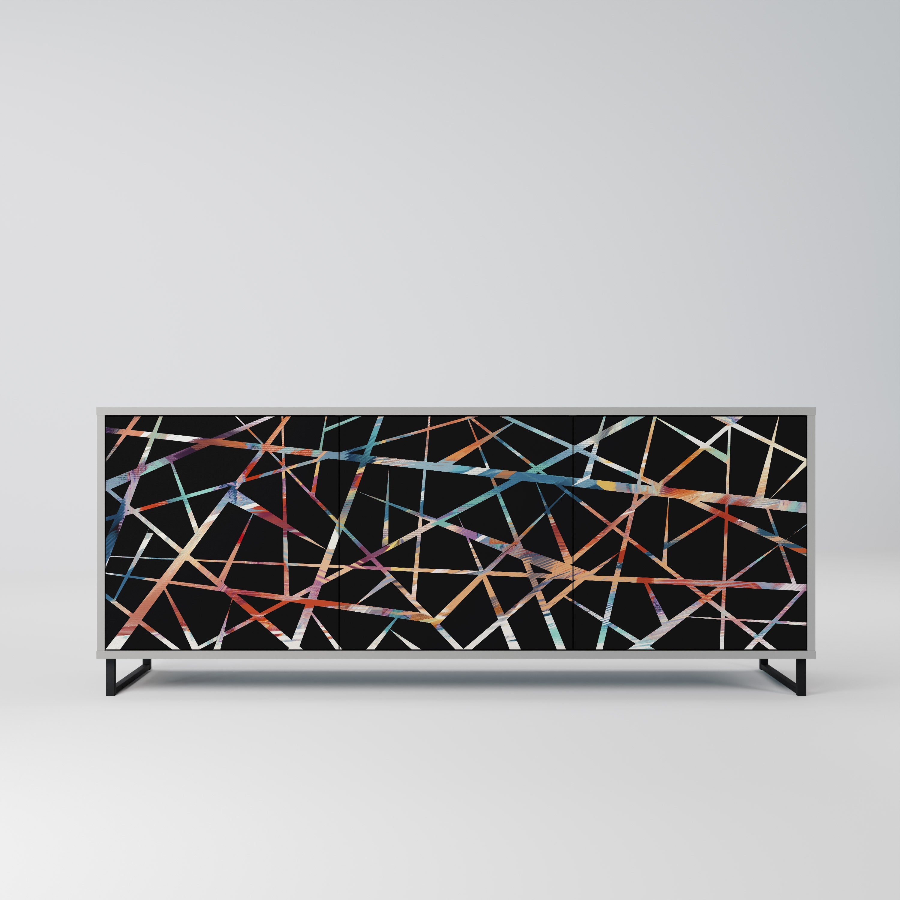 POLYGON VERVE Aparador de 3 Portas em Acabamento Cinzento