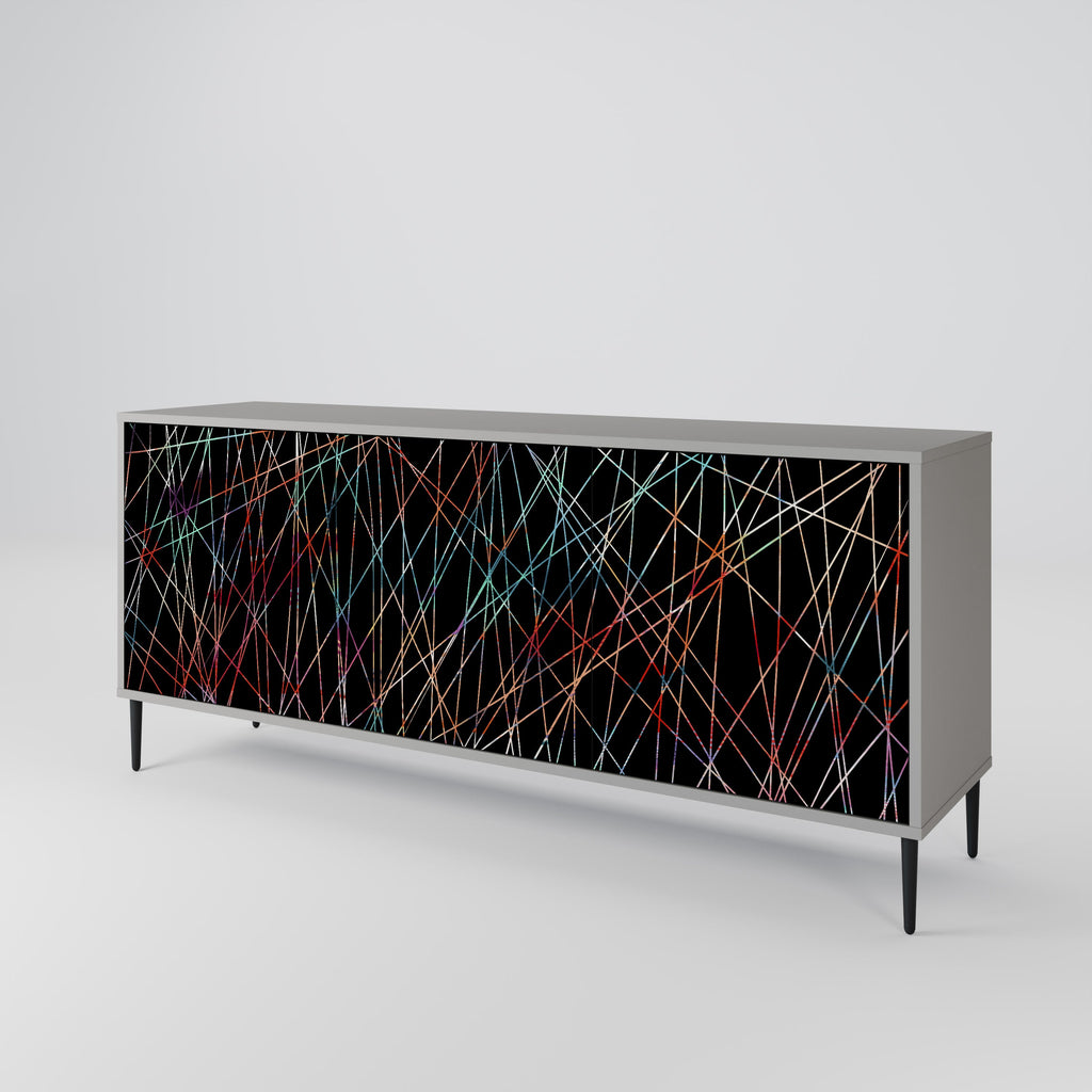 LUMINOUS SNARE 3-Door Sideboard in Grey Finish