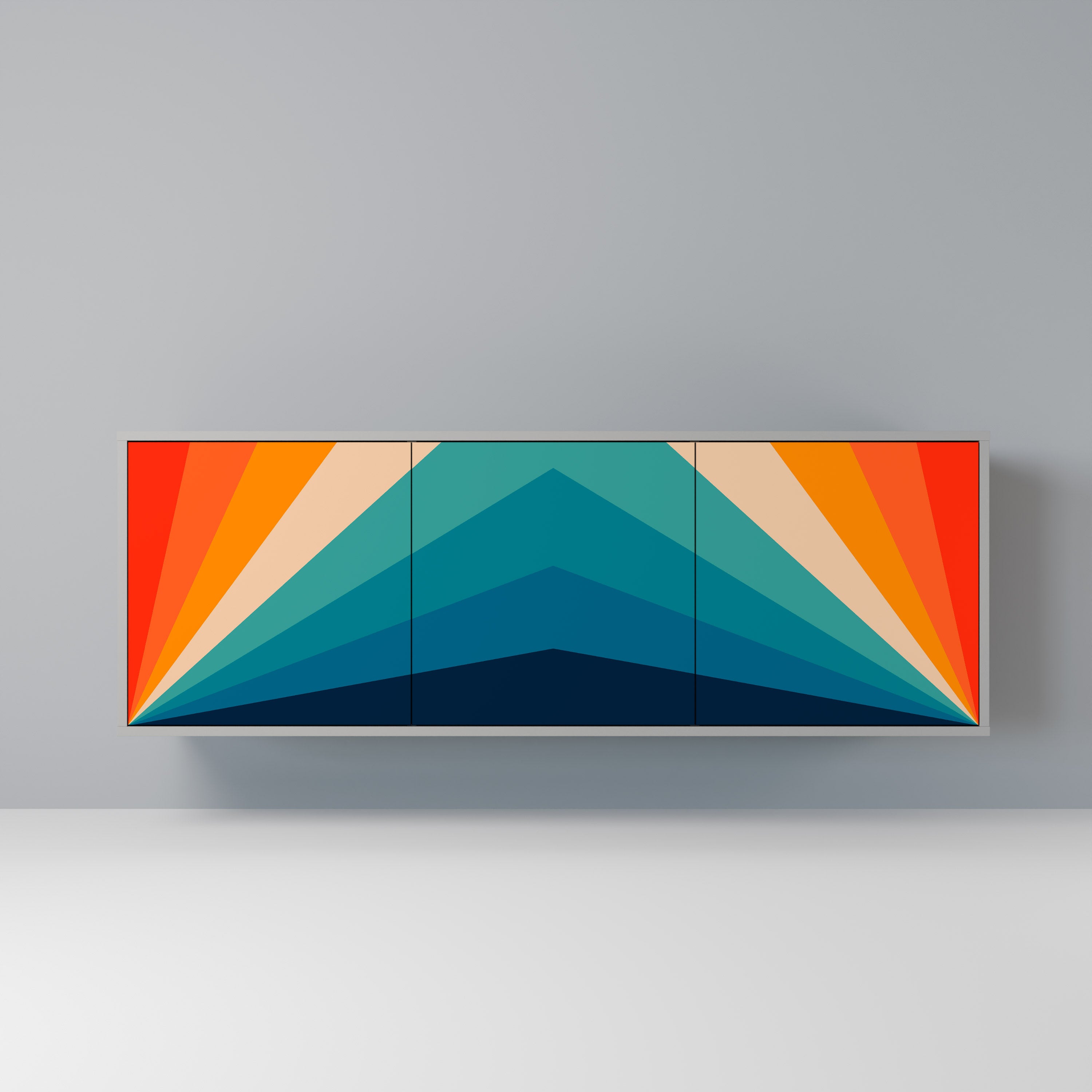 PRISM CONCUSSION Aparador de 3 Portas em Acabamento Cinzento