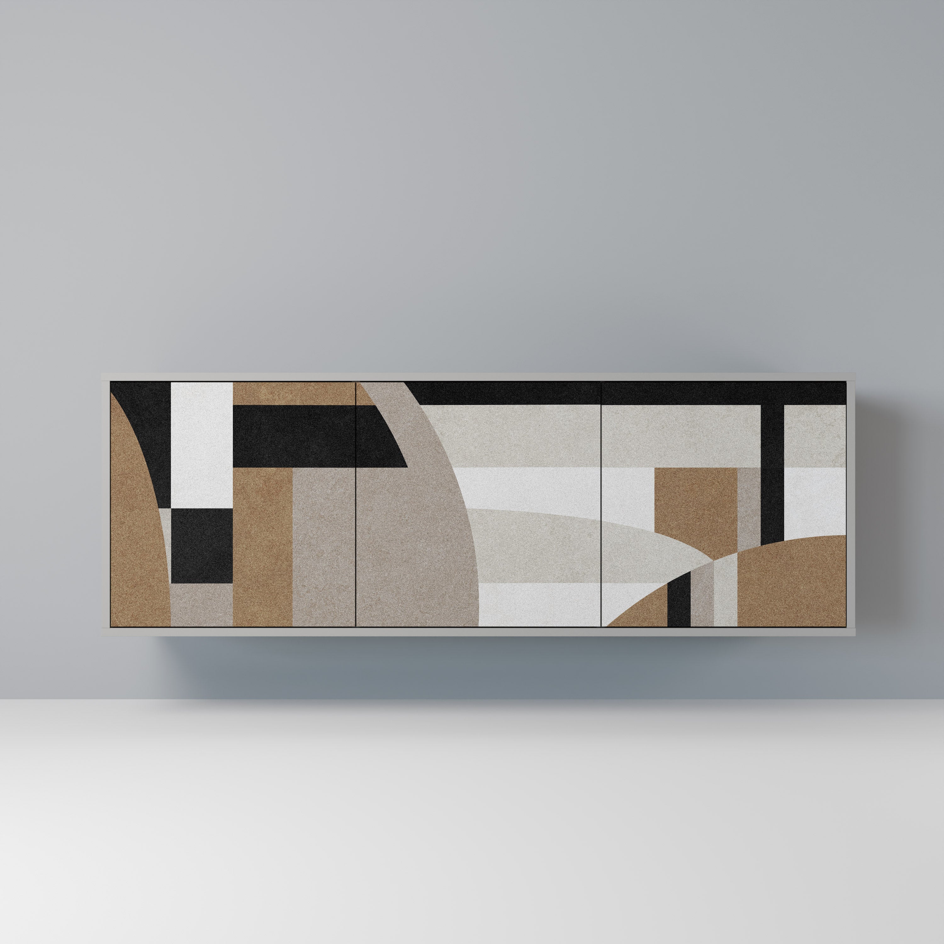 DELICATE MEMENTO Aparador de 3 Portas em Acabamento Cinzento