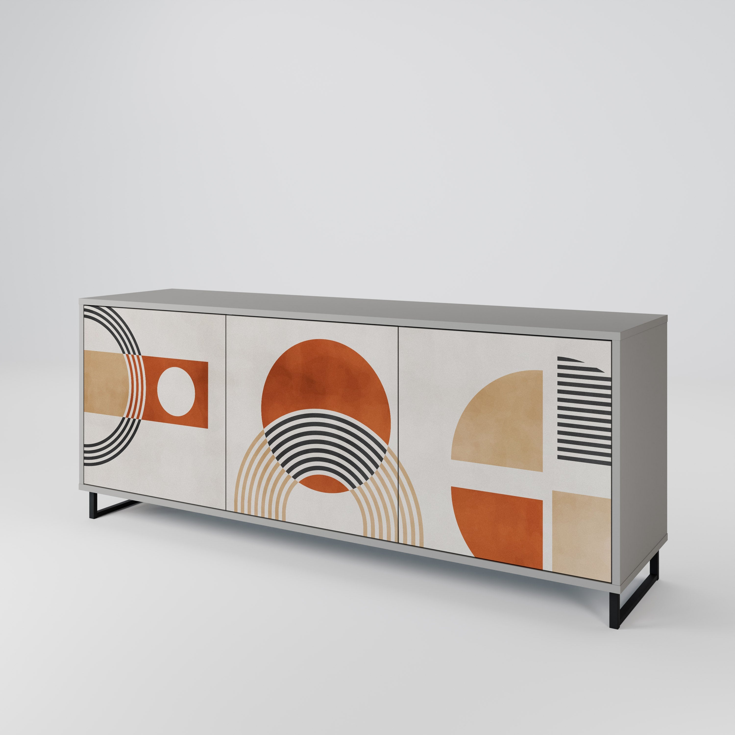 SPACE AROUND Aparador de 3 Portas em Acabamento Cinzento