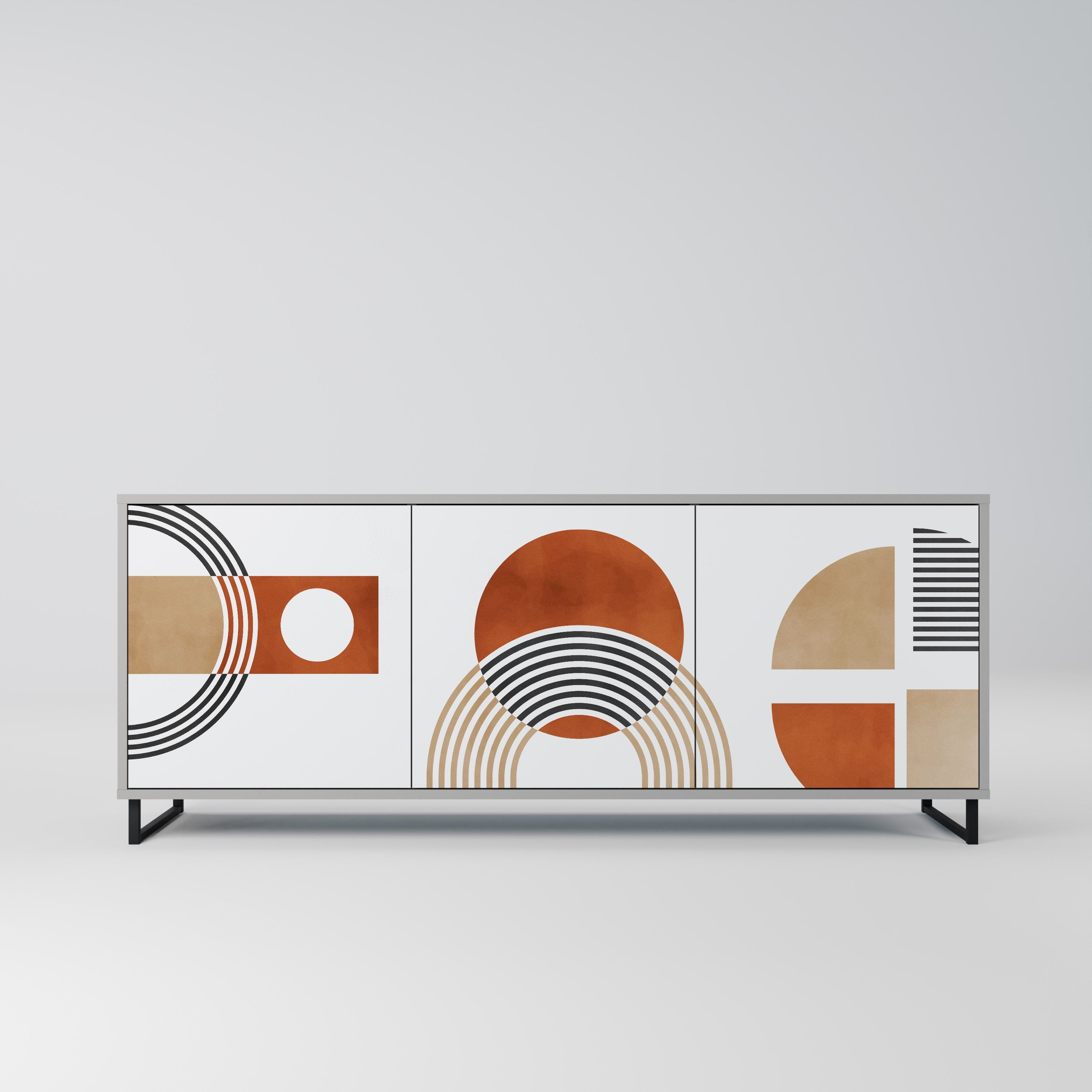 CIRCLE RHYTM Aparador de 3 Portas em Acabamento Cinzento