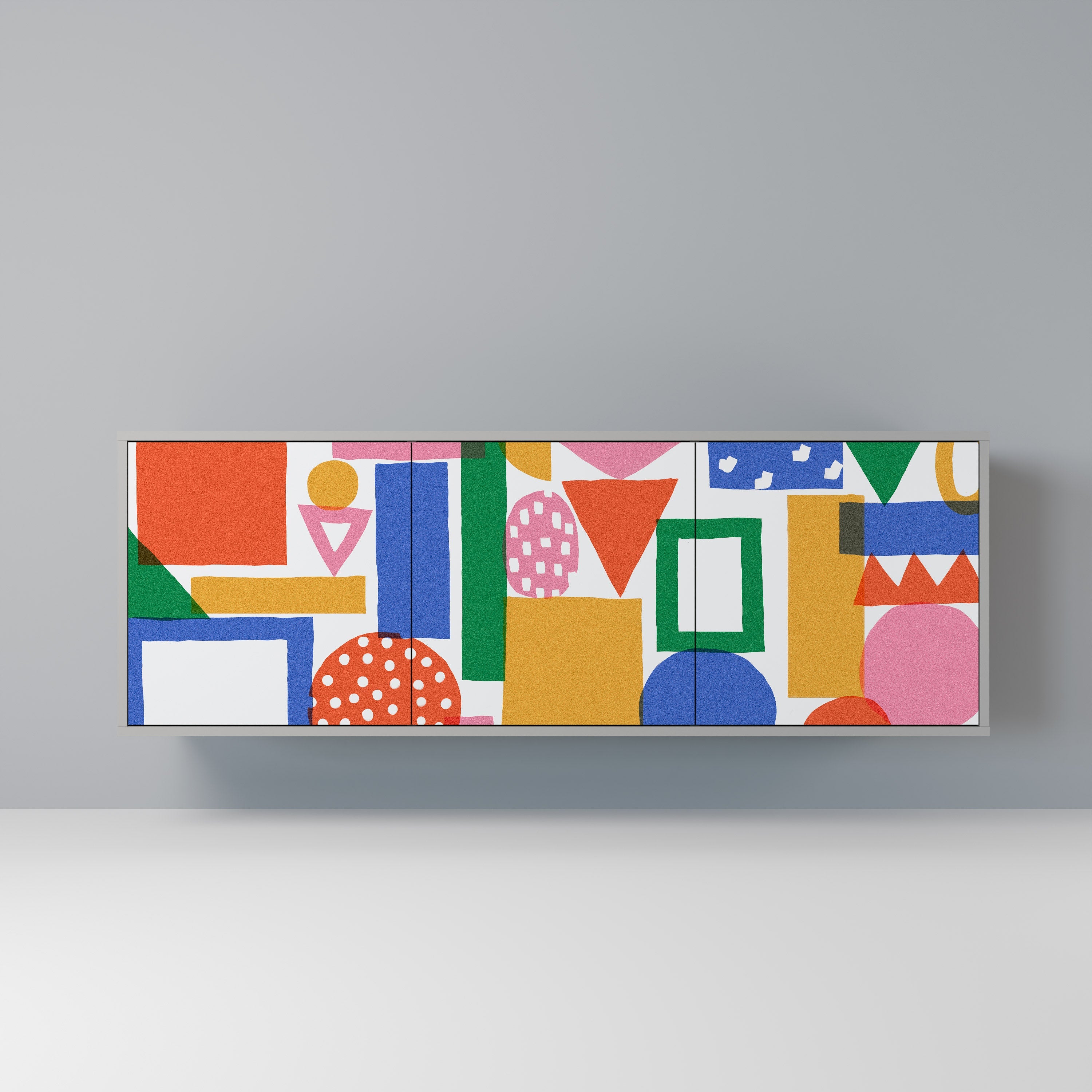 GEOMETRIC GLIMMER Aparador de 3 Portas em Acabamento Cinzento