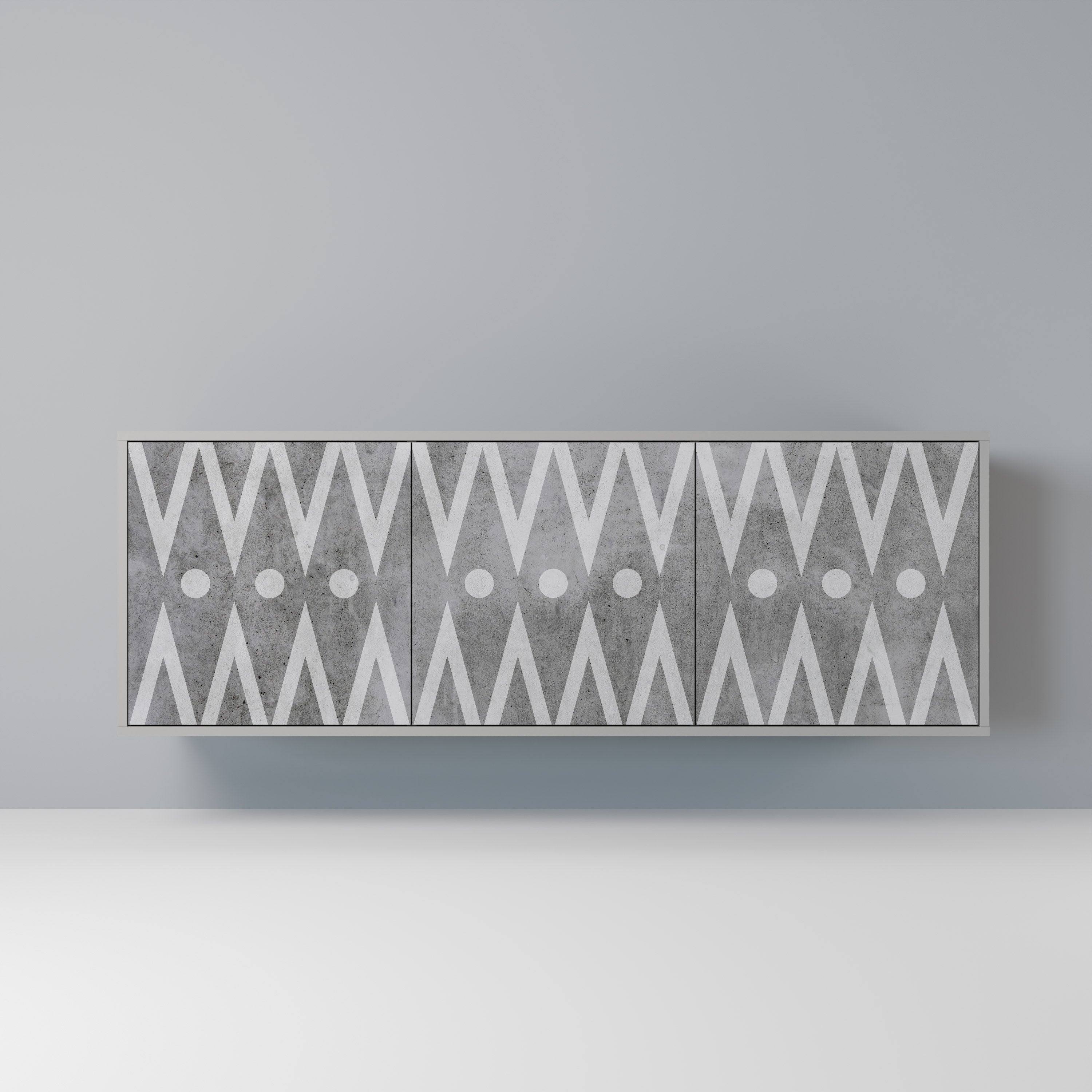 SHARP EDGES Aparador de 3 Portas em Acabamento Cinzento