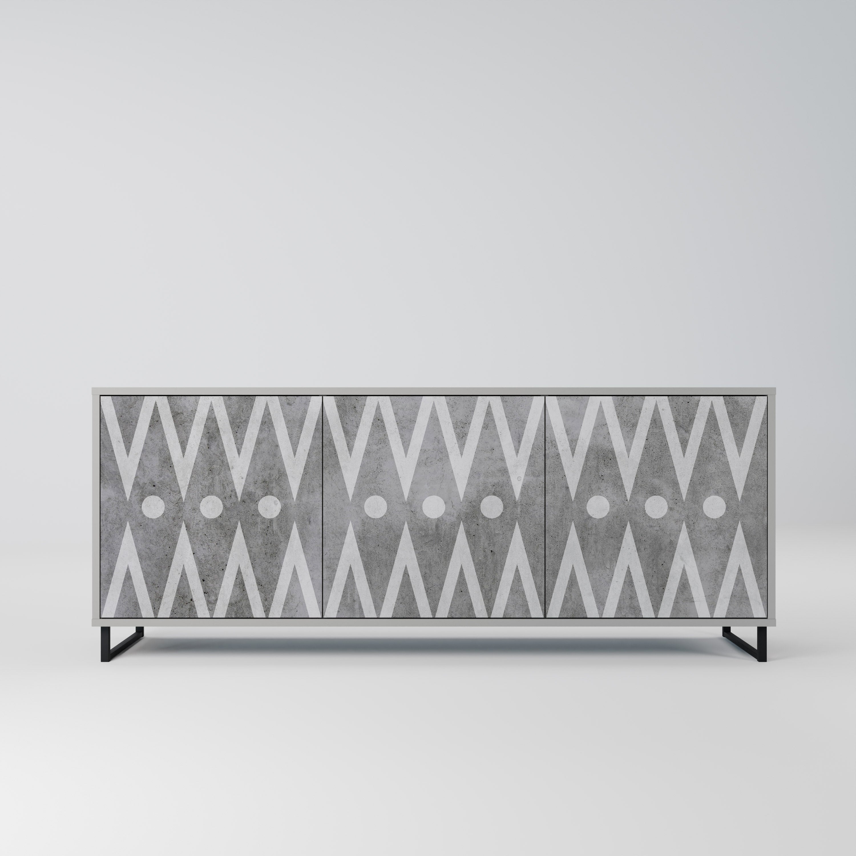 SHARP EDGES Aparador de 3 Portas em Acabamento Cinzento