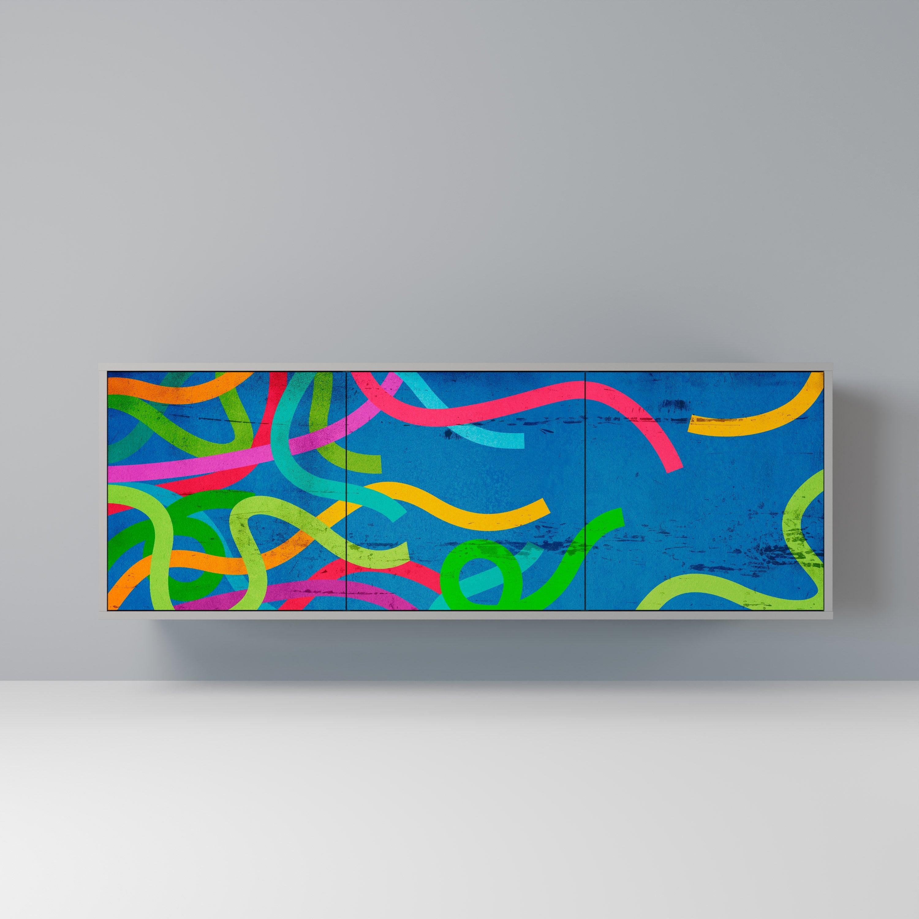 STREAMER TANGLE Aparador de 3 Portas em Acabamento Cinzento