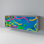 STREAMER TANGLE Aparador de 3 Portas em Acabamento Cinzento