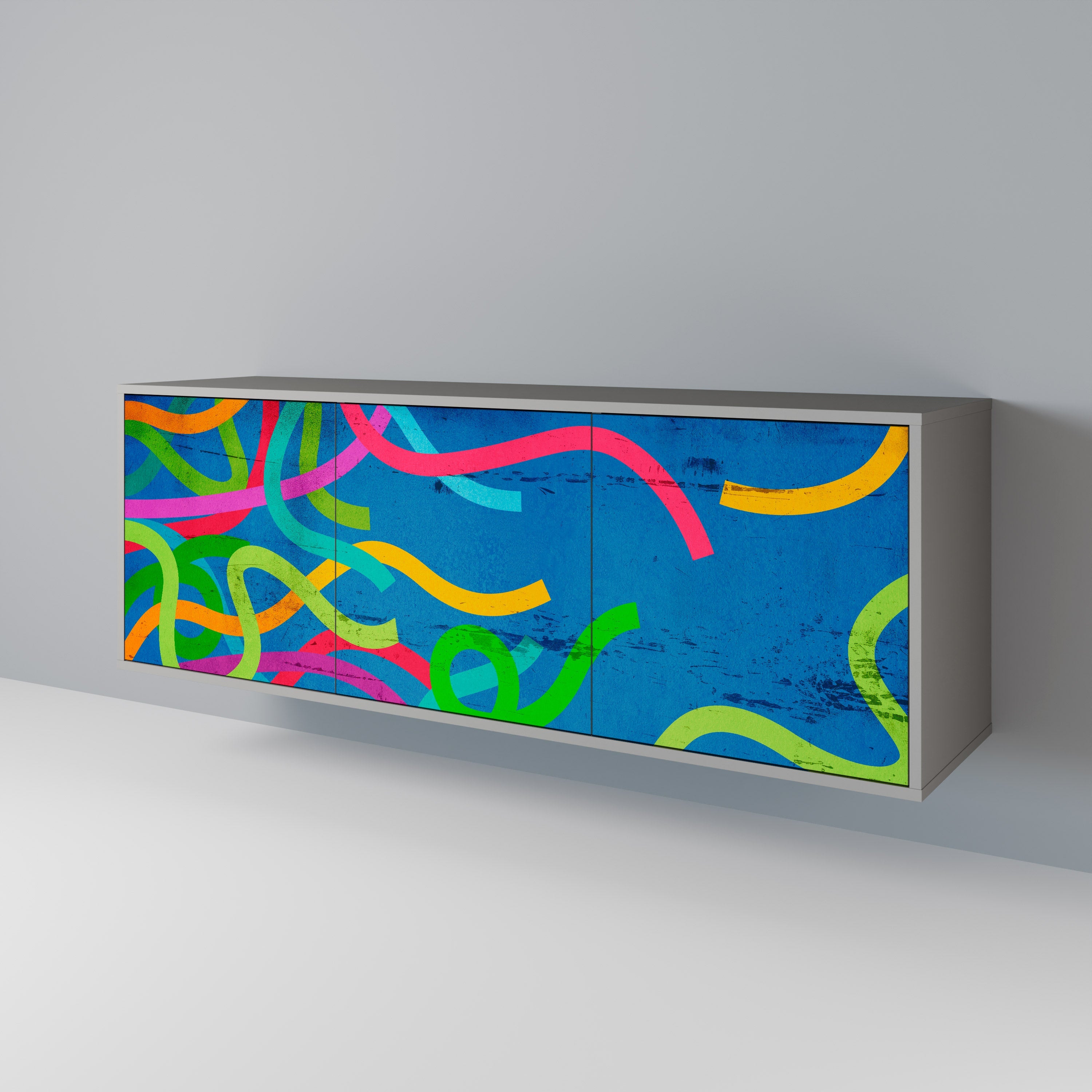 STREAMER TANGLE Aparador de 3 Portas em Acabamento Cinzento