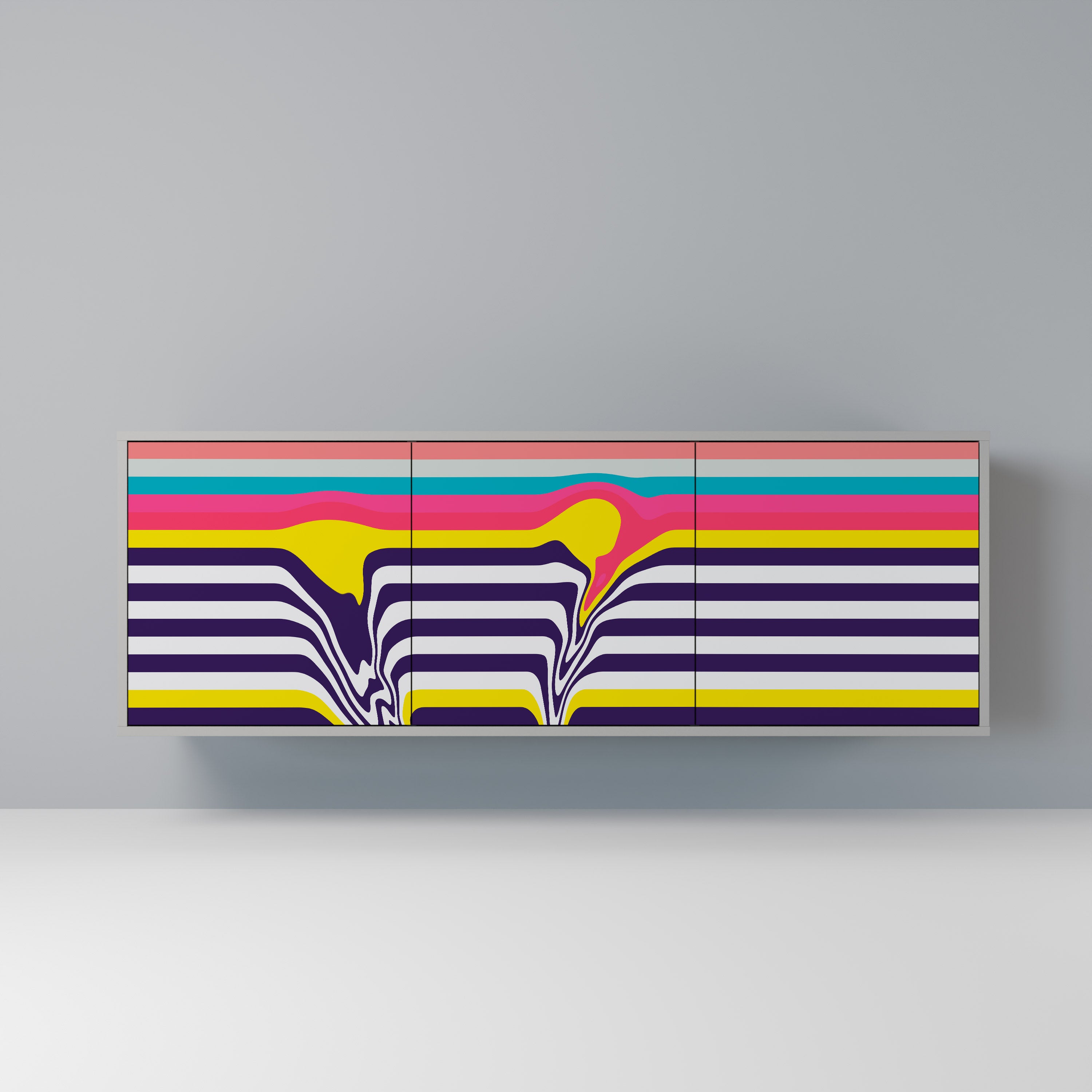 TONE COLLAPSE Aparador de 3 Portas em Acabamento Cinzento