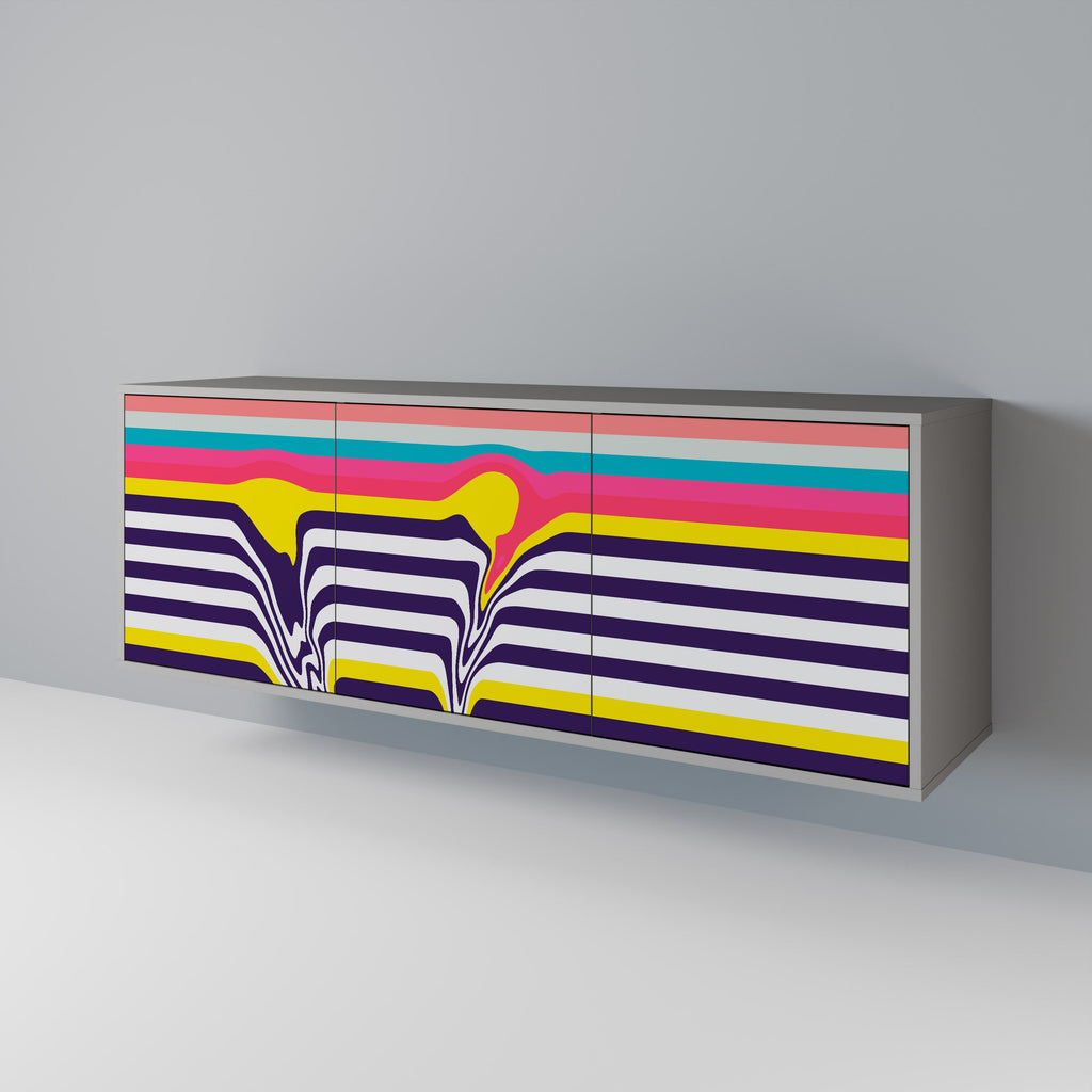 TONE COLLAPSE Aparador de 3 Portas em Acabamento Cinzento