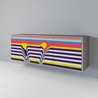 TONE COLLAPSE Aparador de 3 Portas em Acabamento Cinzento