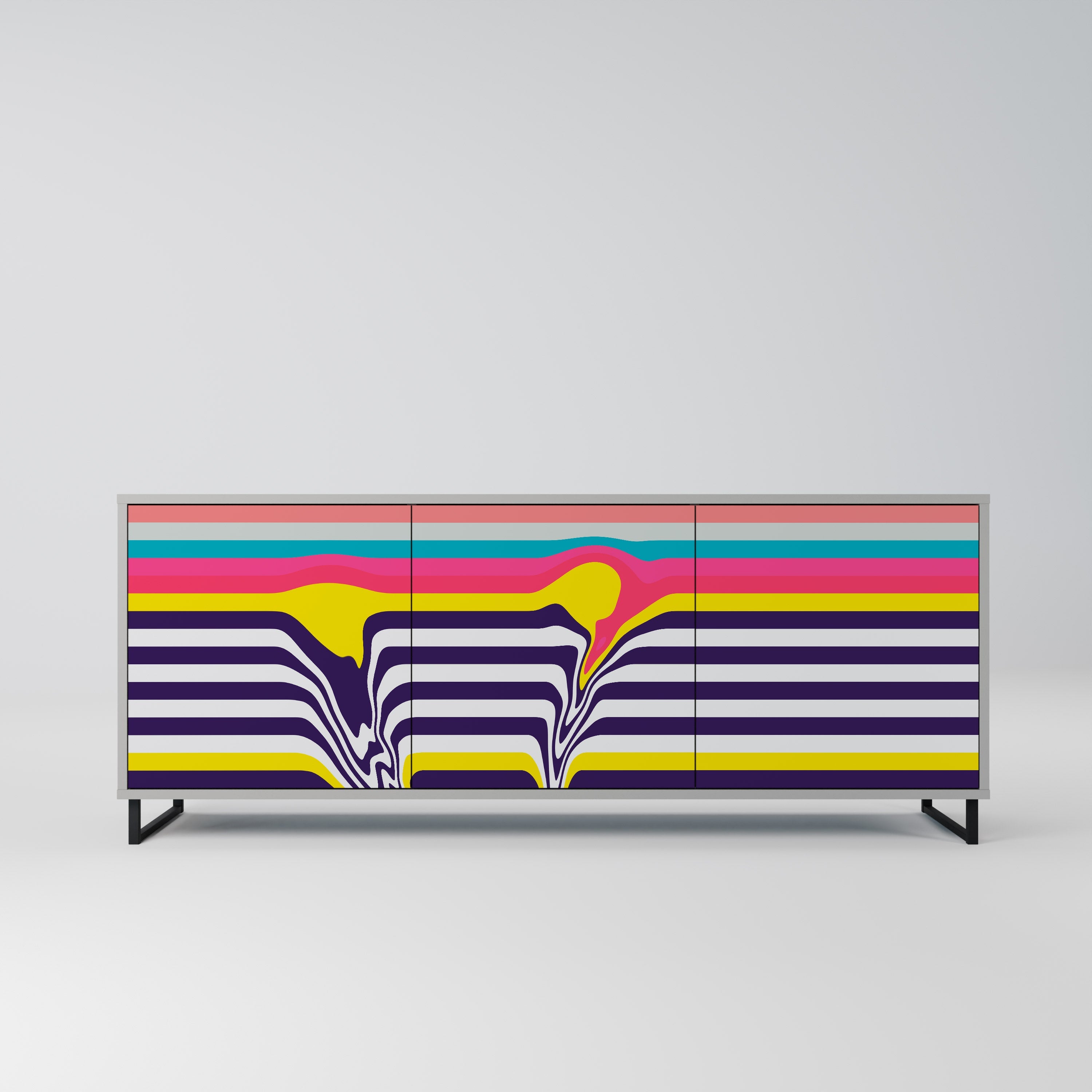 TONE COLLAPSE Aparador de 3 Portas em Acabamento Cinzento