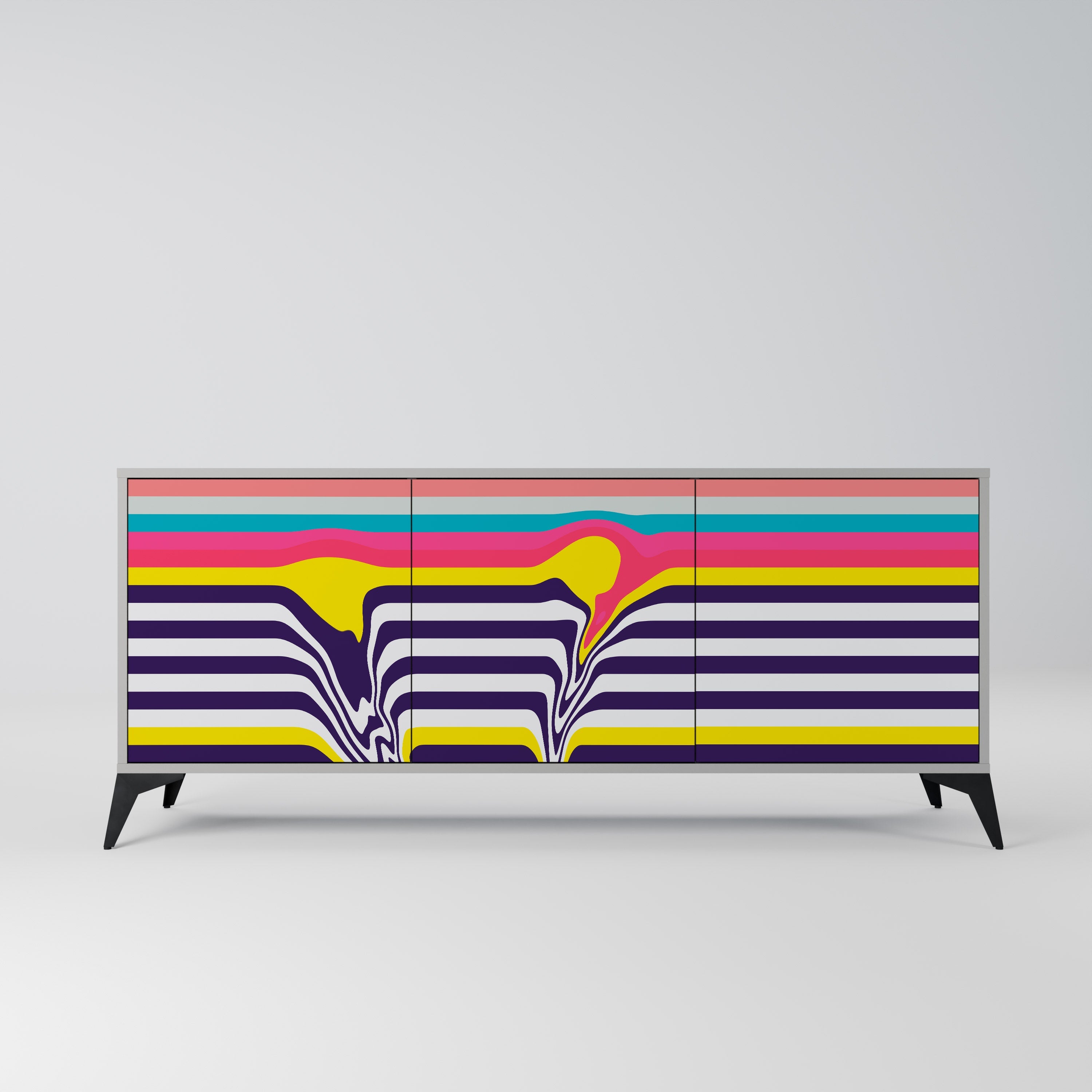 TONE COLLAPSE Aparador de 3 Portas em Acabamento Cinzento