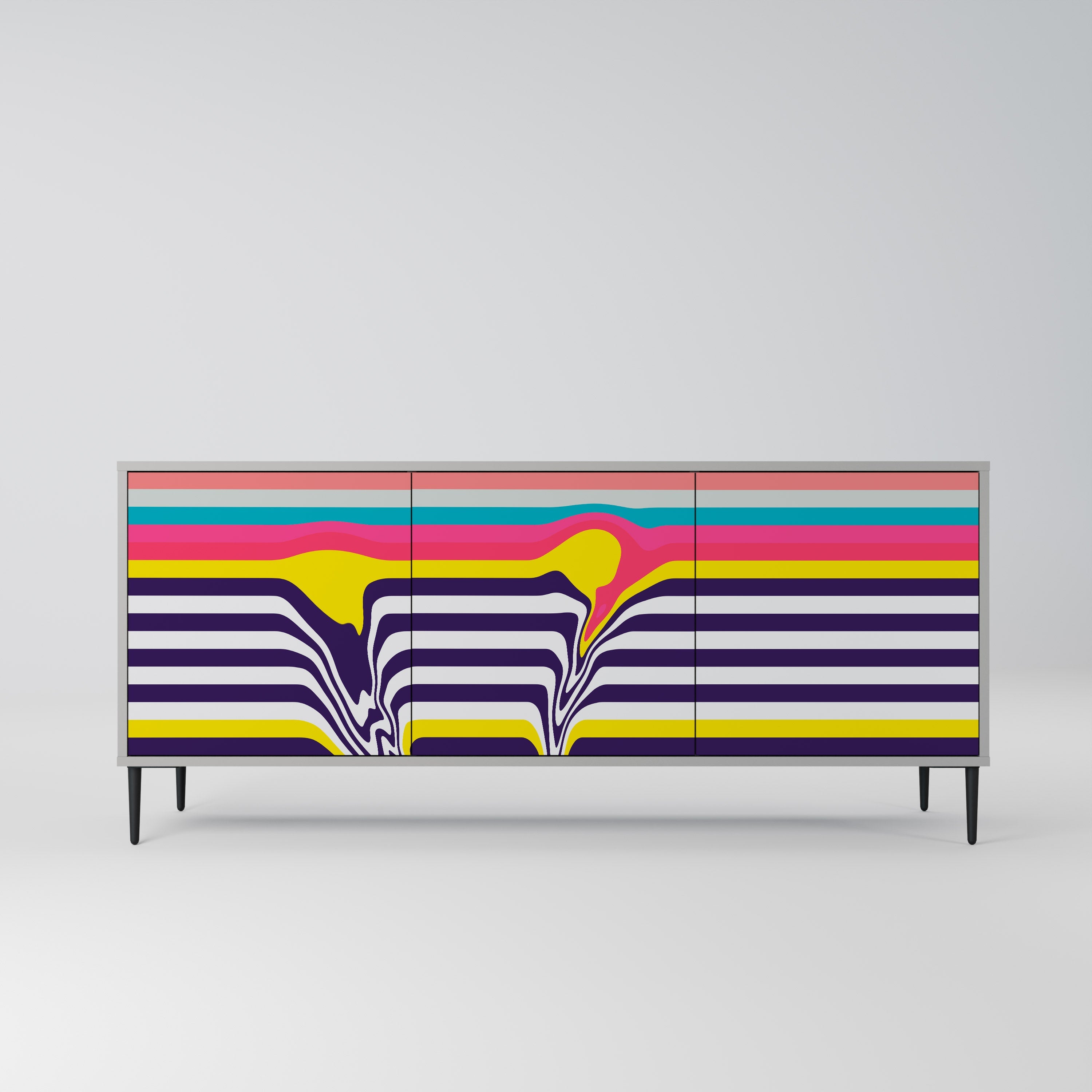 TONE COLLAPSE Aparador de 3 Portas em Acabamento Cinzento