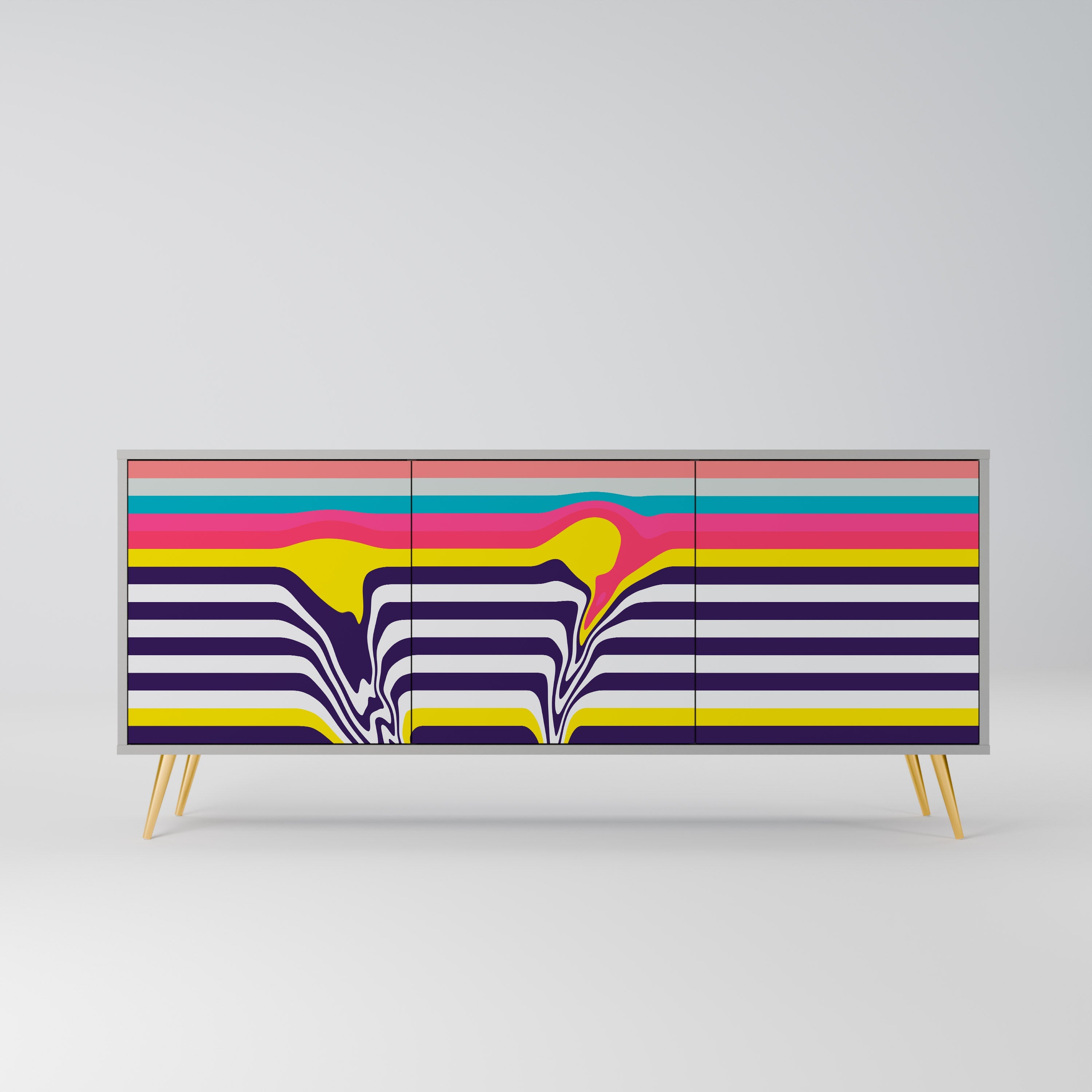 TONE COLLAPSE Aparador de 3 Portas em Acabamento Cinzento