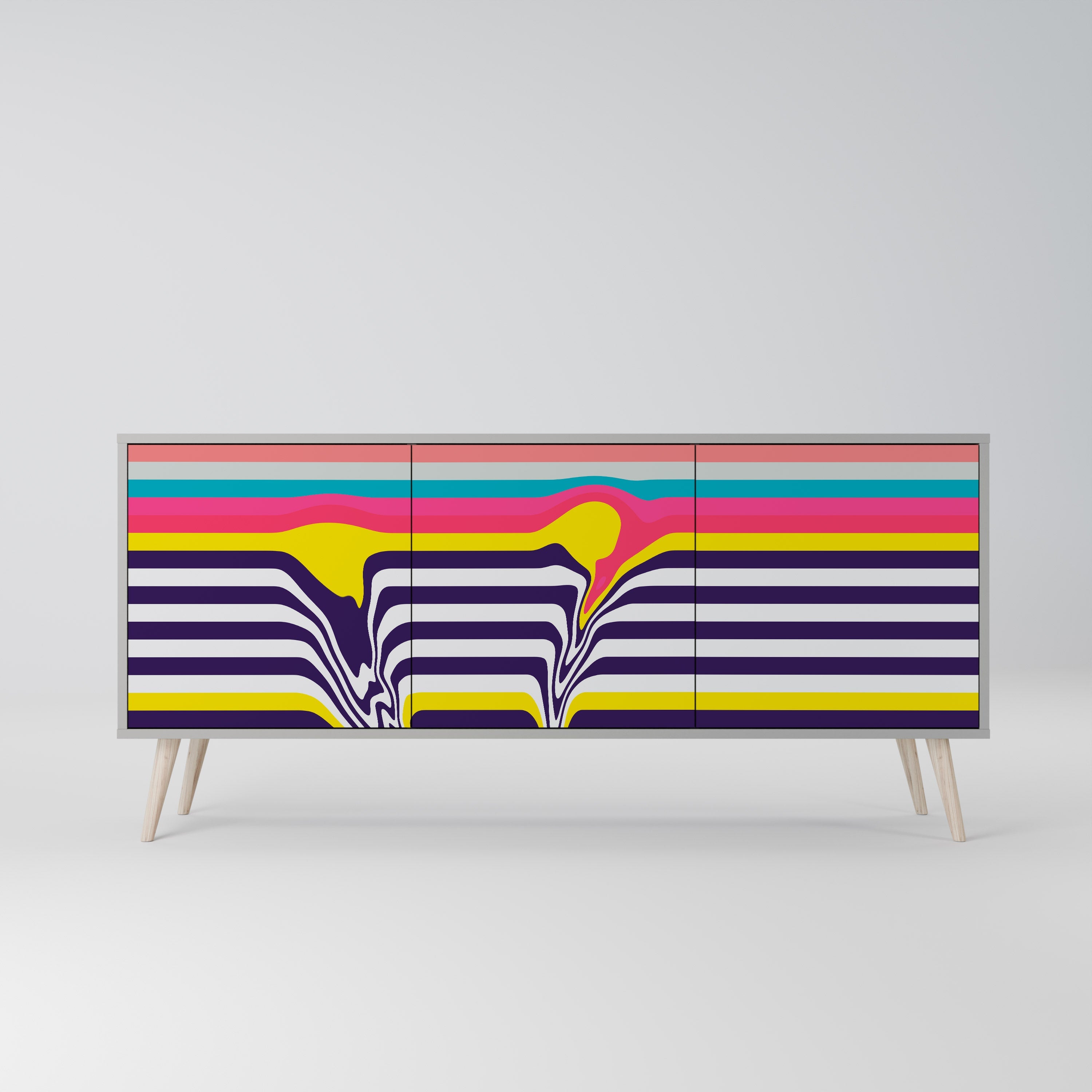 TONE COLLAPSE Aparador de 3 Portas em Acabamento Cinzento