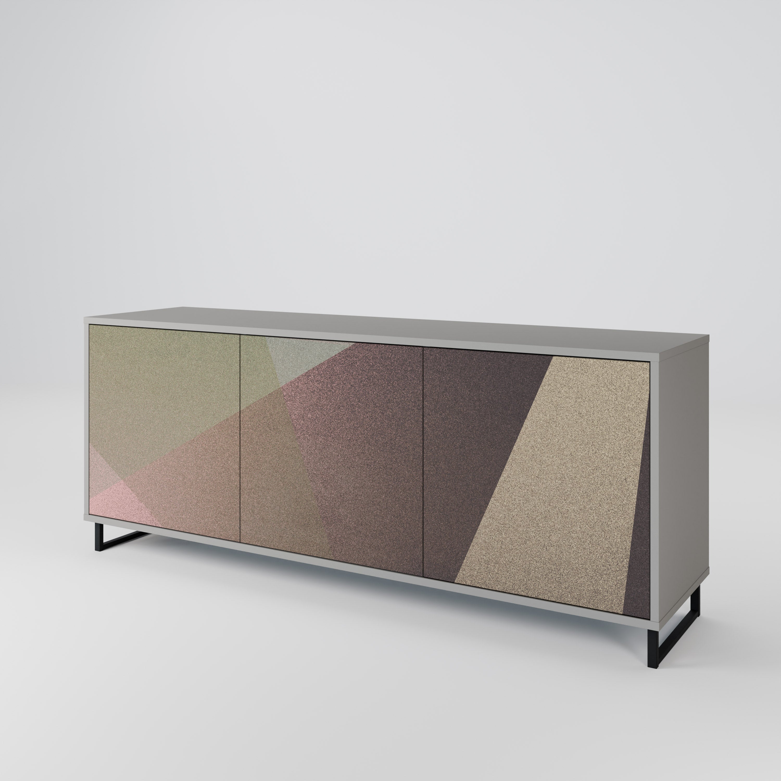 BEIGE GEOMETRY 3-Door Sideboard