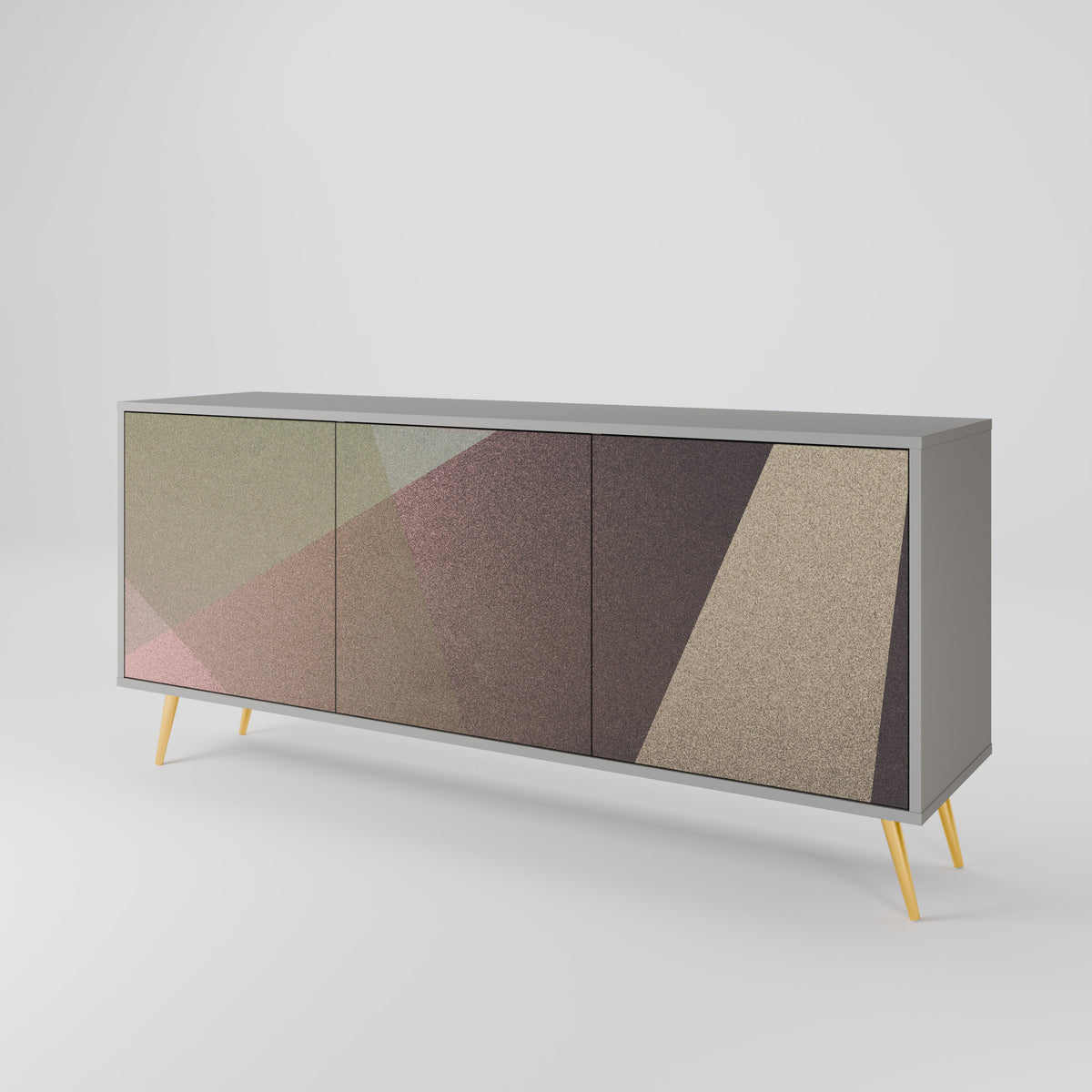 BEIGE GEOMETRY Aparador de 3 Portas