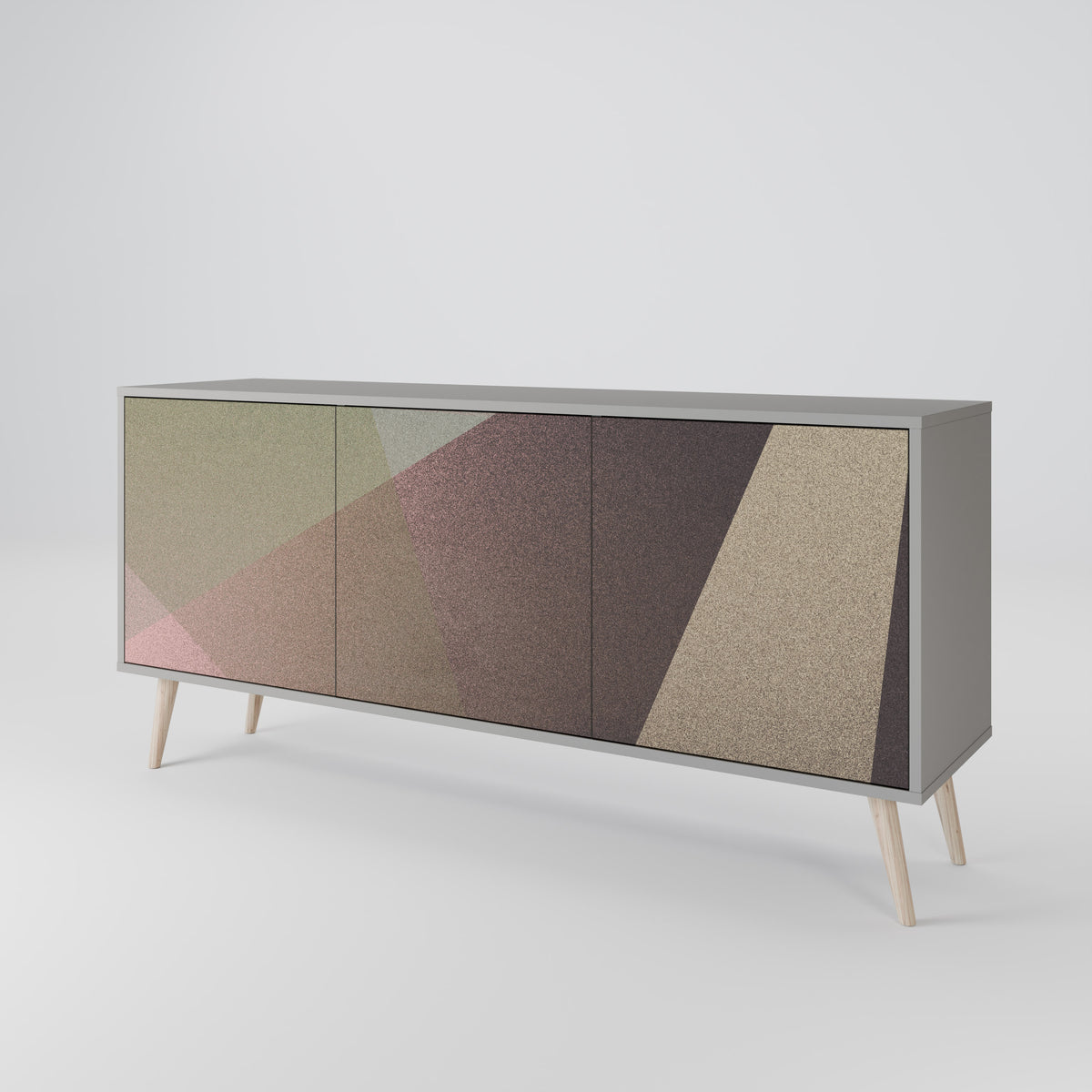 BEIGE GEOMETRY Aparador de 3 Portas