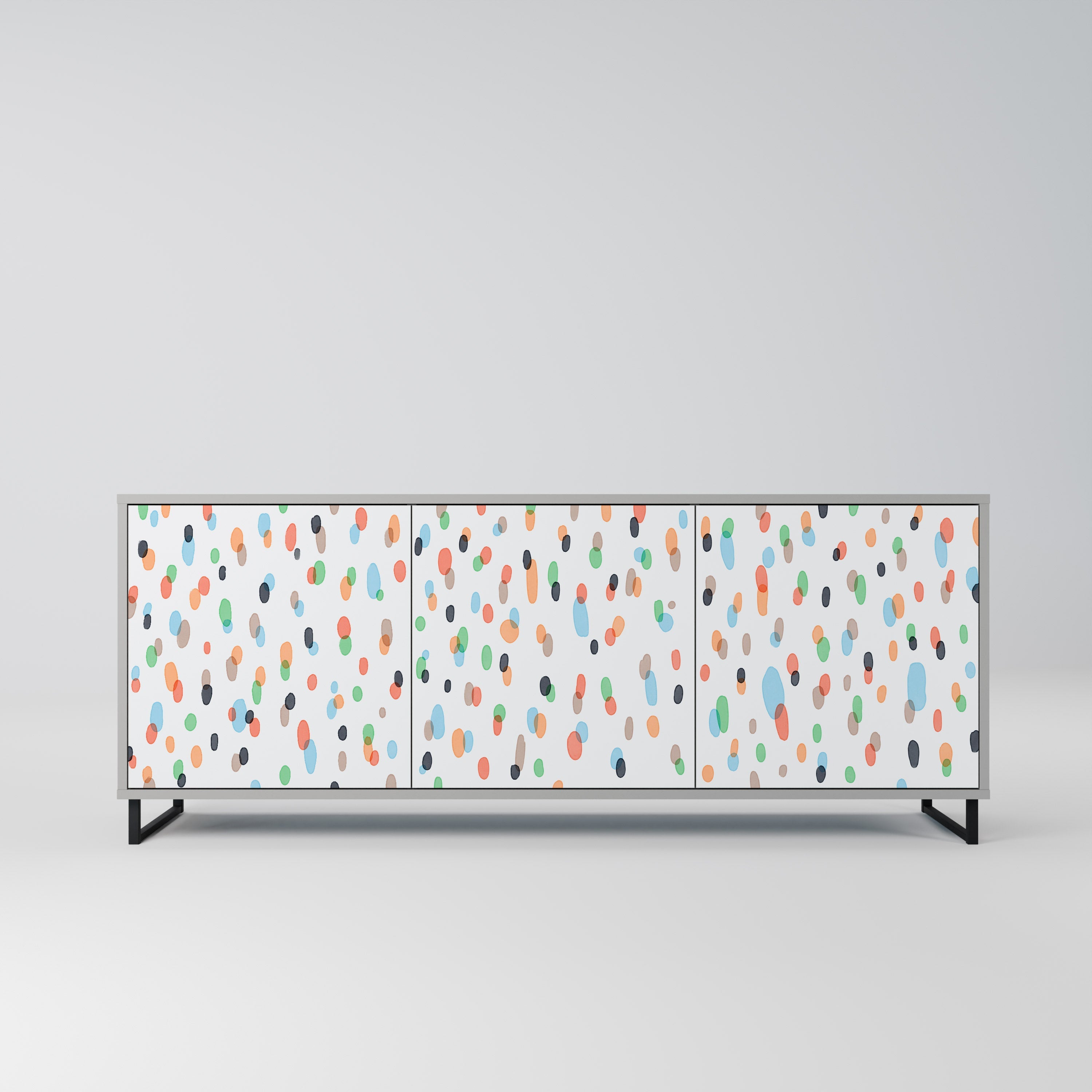 ENERGETIC SPOTS 3-Door Sideboard in Grey Finish
